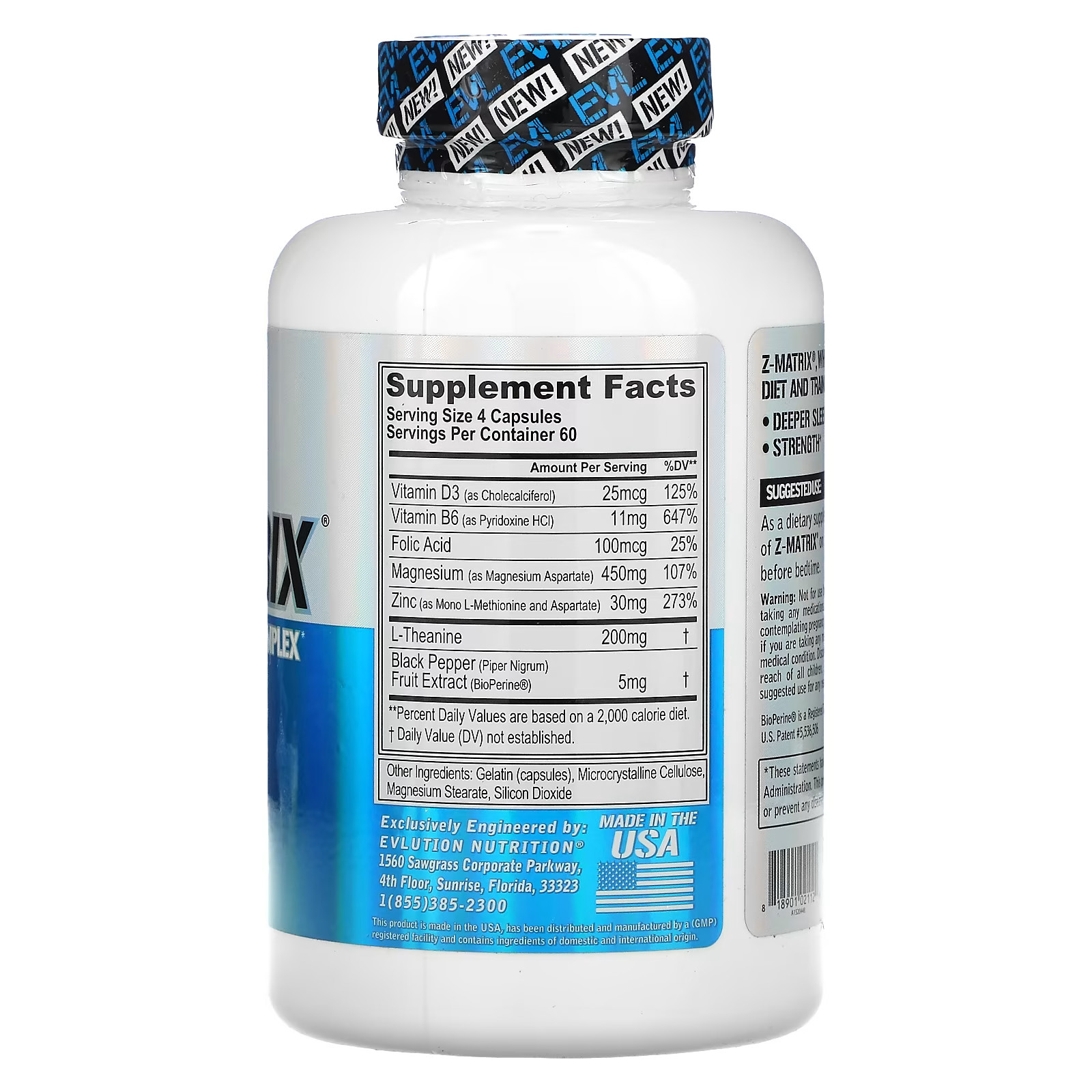 2 X EVLution Nutrition, Z-Matrix, Recovery & slepe Complex, 240 Capsu-worldwide