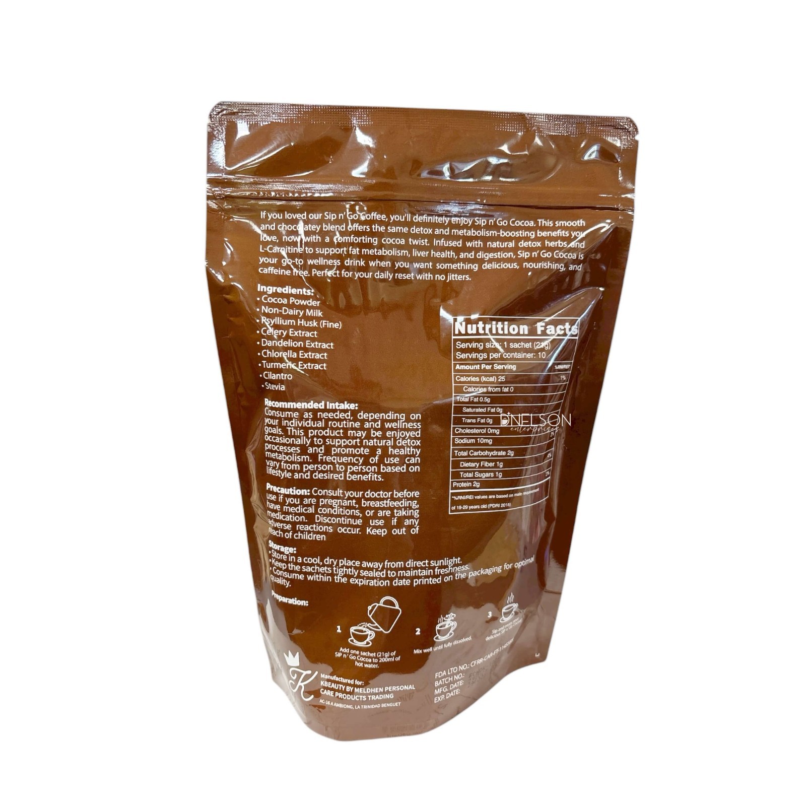 K-Drinks SIP N° GO Keto Cocoa Mix – Low Carb, Stevia Sweetened, 10 Sachets