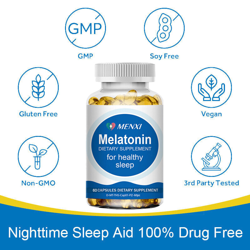 5mg Sleep Health Capsules Improve Sleeping Relieve Stress Supplement Free Ship