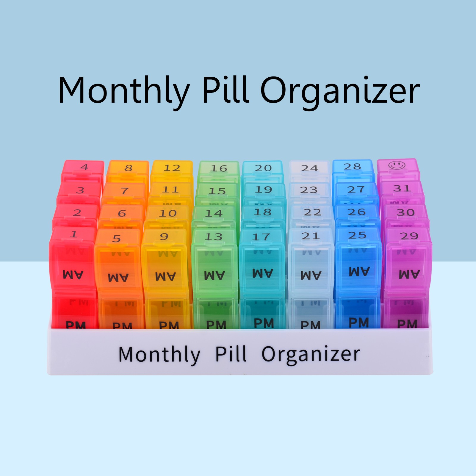 1PK Monthly Pill Organizer 2 Times a Day,30 Day AM PM Pill Box,for Travel &Home