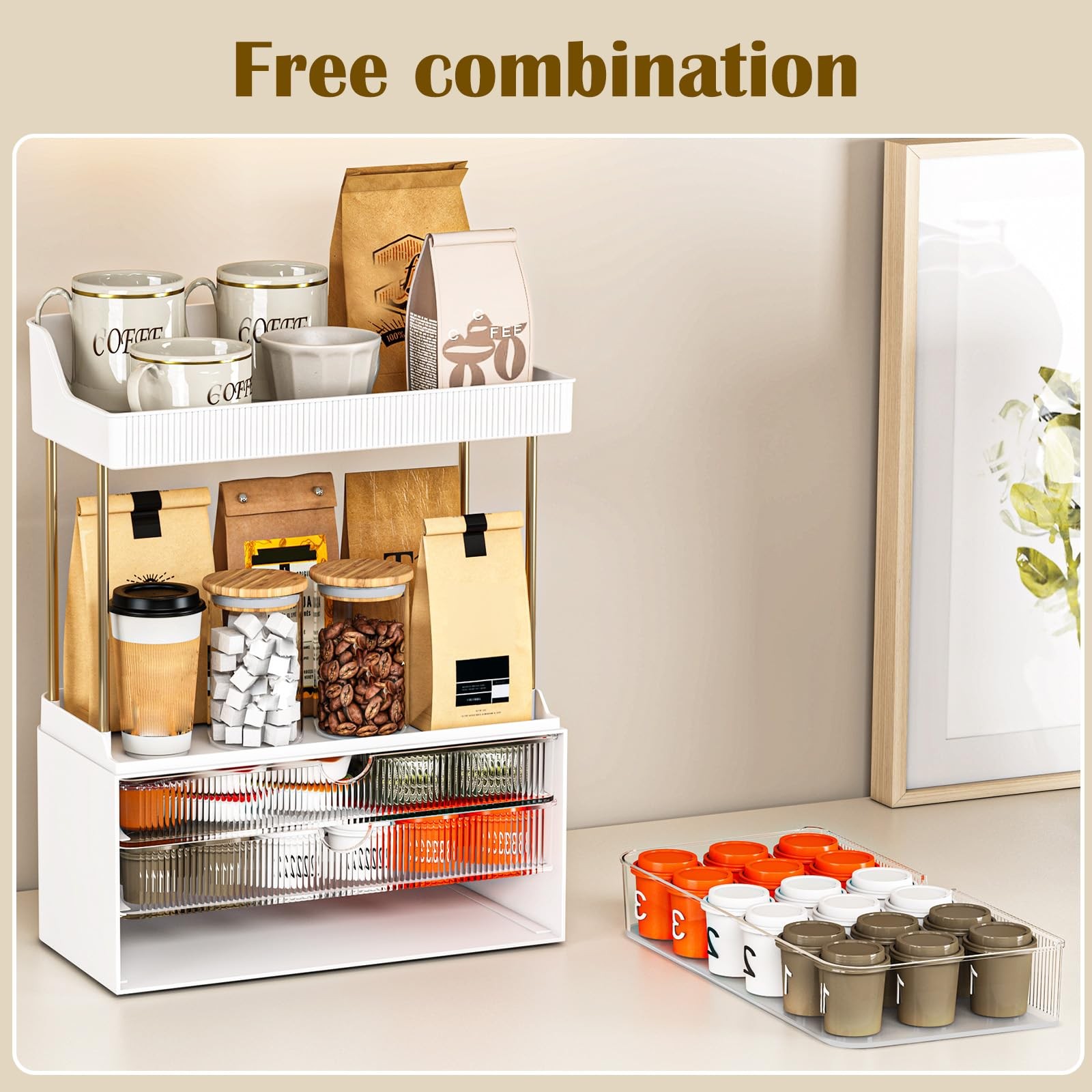 12.2″ W Makeup Organizer Drawers – 5 Tiers Bathroom Counter Organizer, Cosmet…