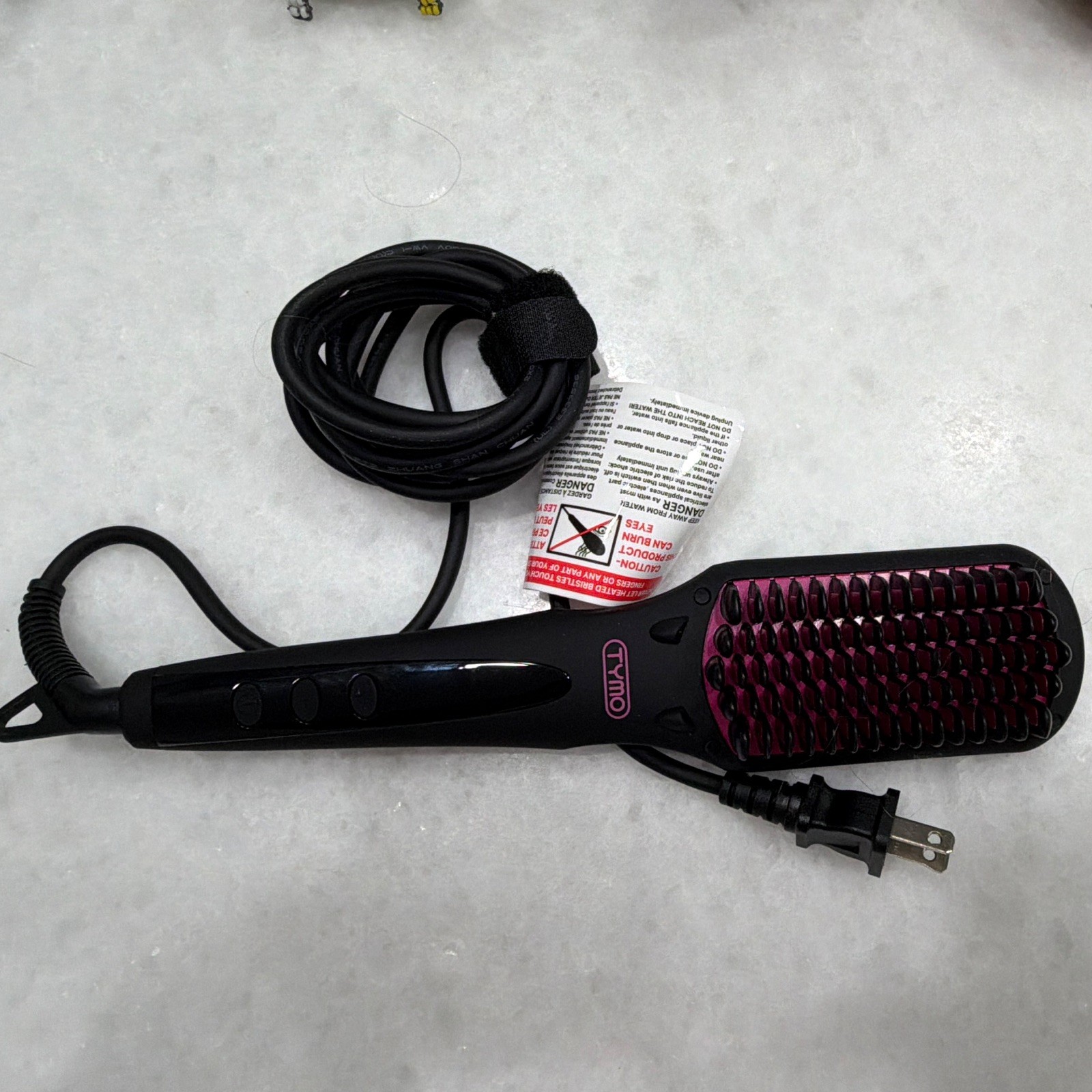 TYMO Hair Straightening Brush Heated Hot Brush Styling Tool Black/Pink