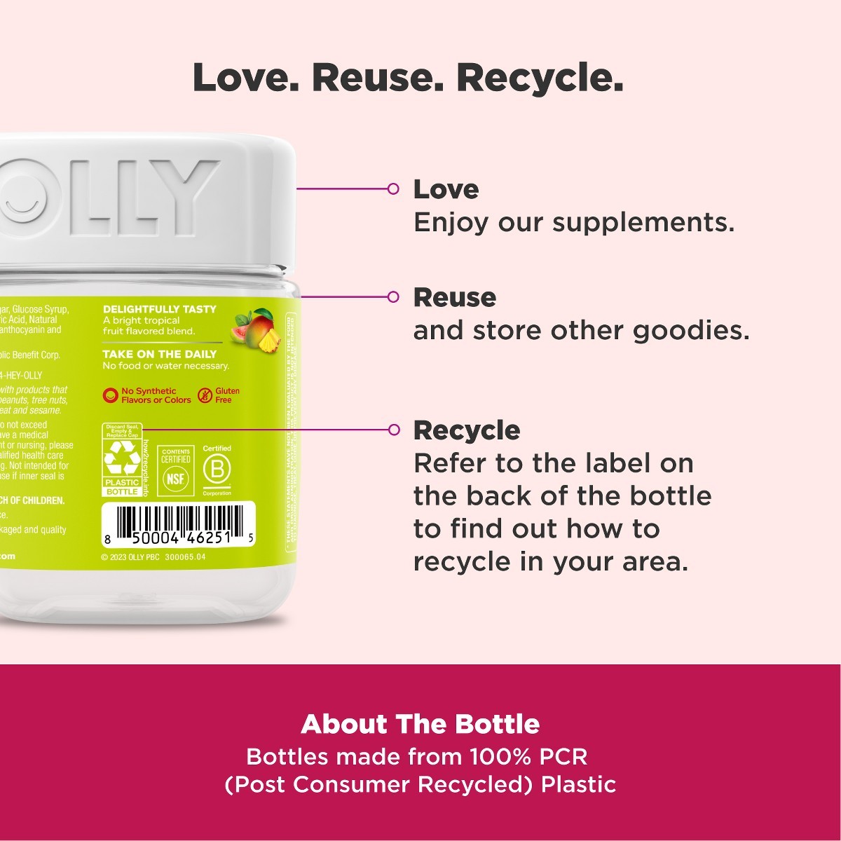 OLLY Adult Multivitamin + Probiotic Supplement Gummies – 70ct: Tropical Fruit