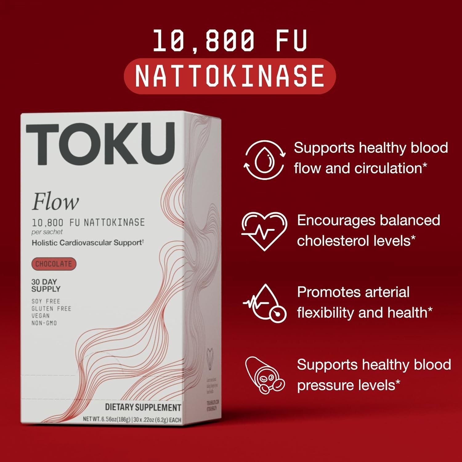 Toku Nattokinase 10,800 FU Supplement with Vitamin K2 MK7 & Oat Beta Glucan, Dai