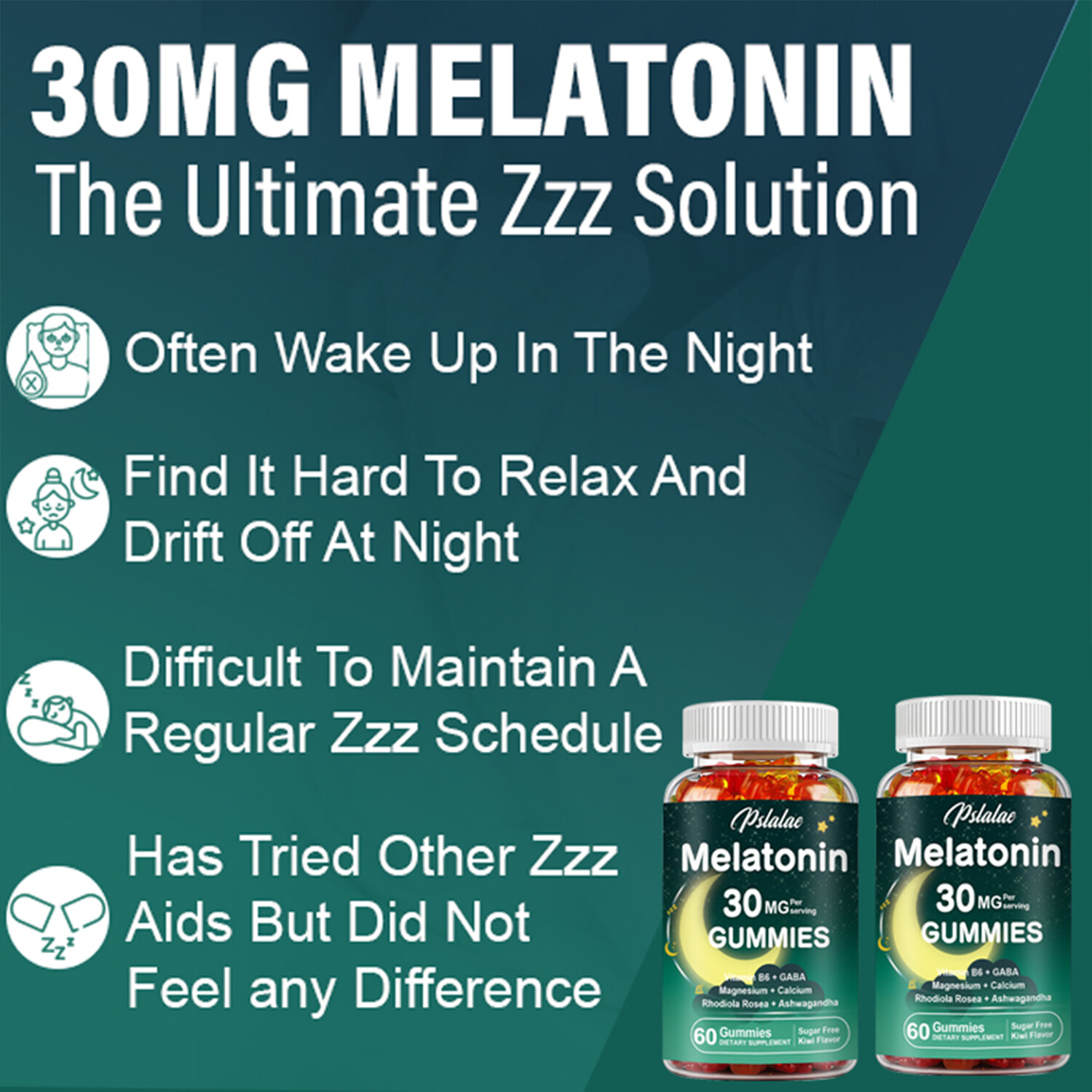 Melatonin 30mg – Regulate Sleep Cycle,Relieve Stress & Anxiety- with Ashwagandha