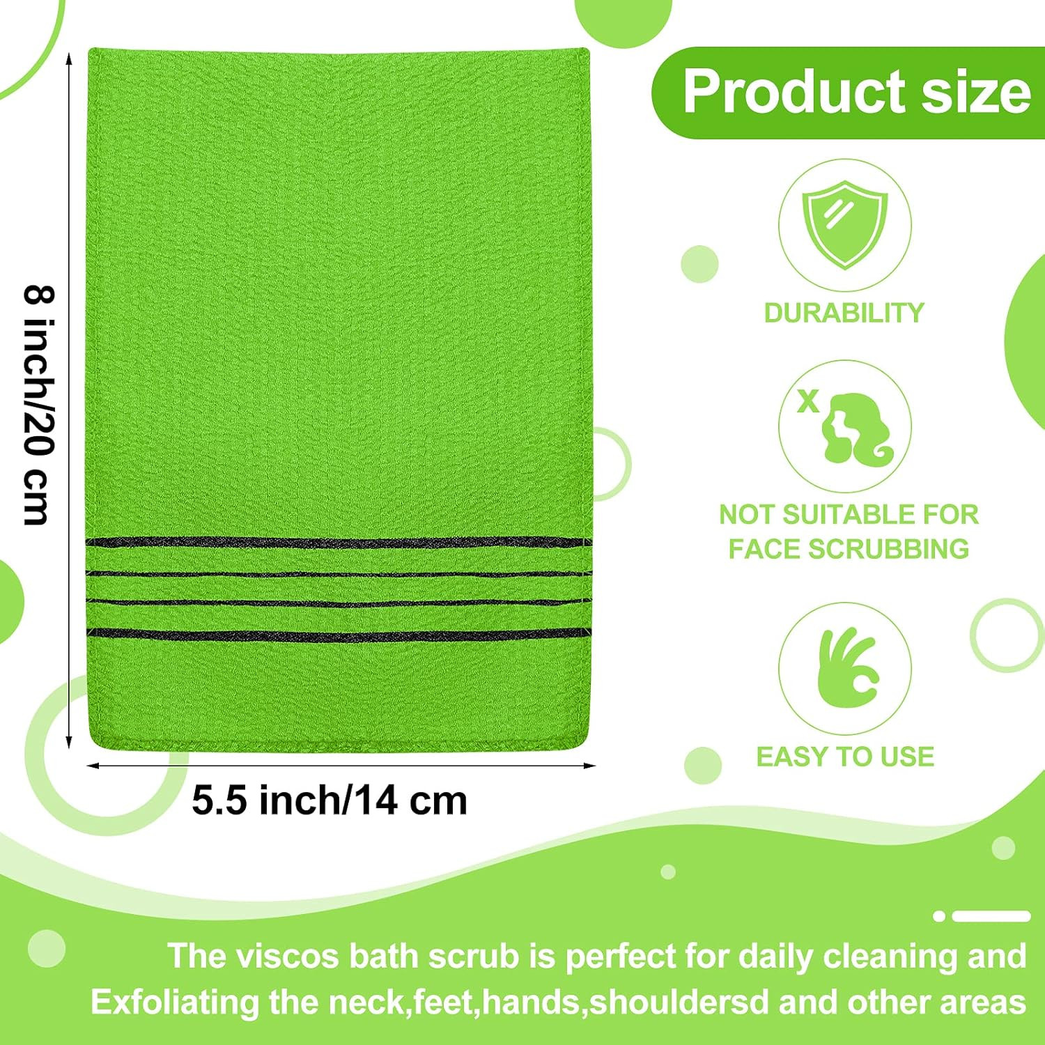 Korean Exfoliating Mitts – 12 Pack Body Scrubber Towels in Assorted Colors