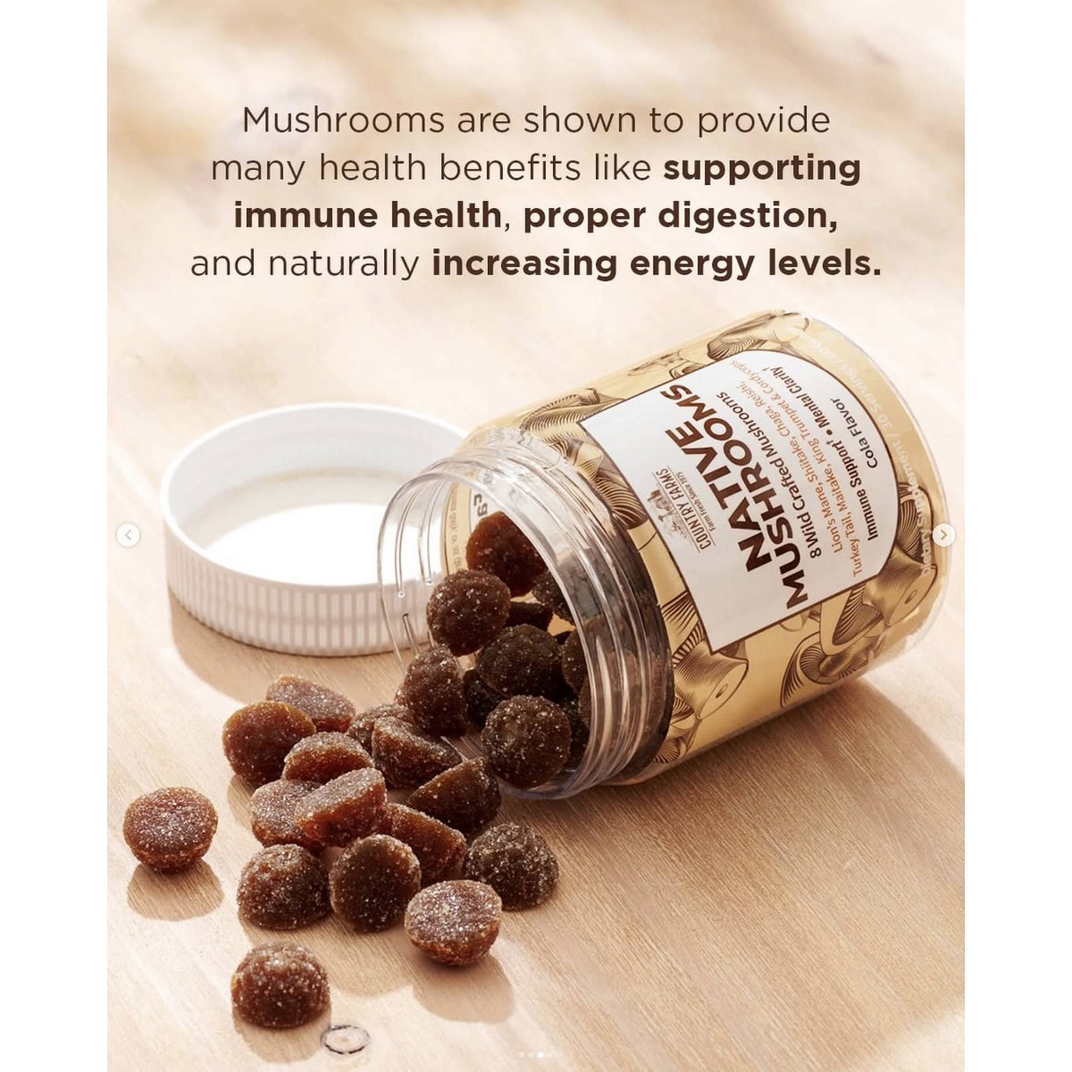 Country Farms Mushroom Gummies – 60ct: Multivitamin, Health Supplement