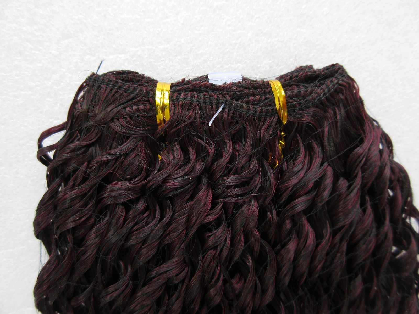 Japanese Synthetic Fiber Hair Extensions Straw Curl Brown/Burgundy Amy 13″ NEW