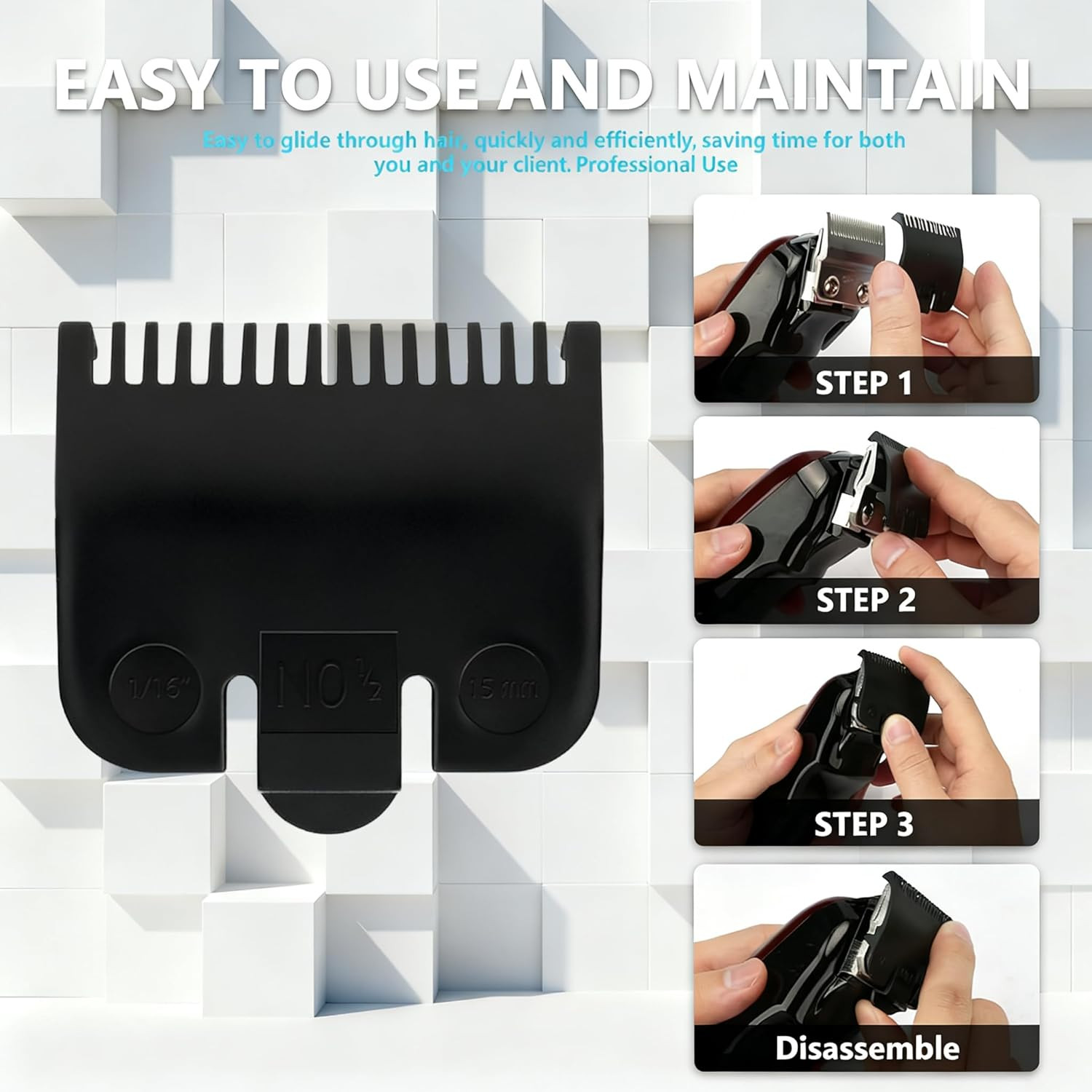 3Pcs Universal Clipper Guards Set for Most Size Blades, 1/16In 1/8In 3/16In Prof