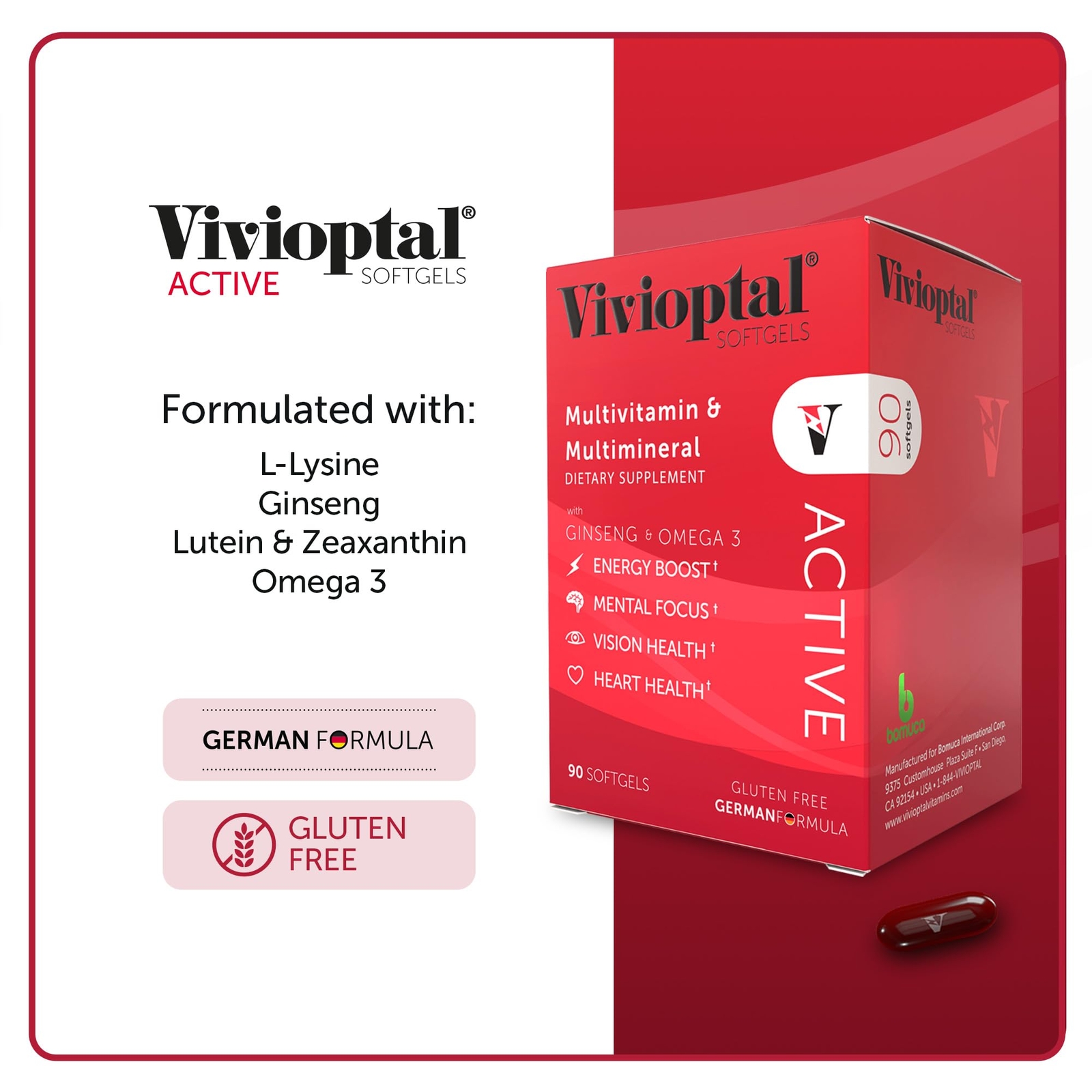 Vivioptal Active 90 Softgels Ginseng & Omega 3 Multivitamin & Multimineral Gl…