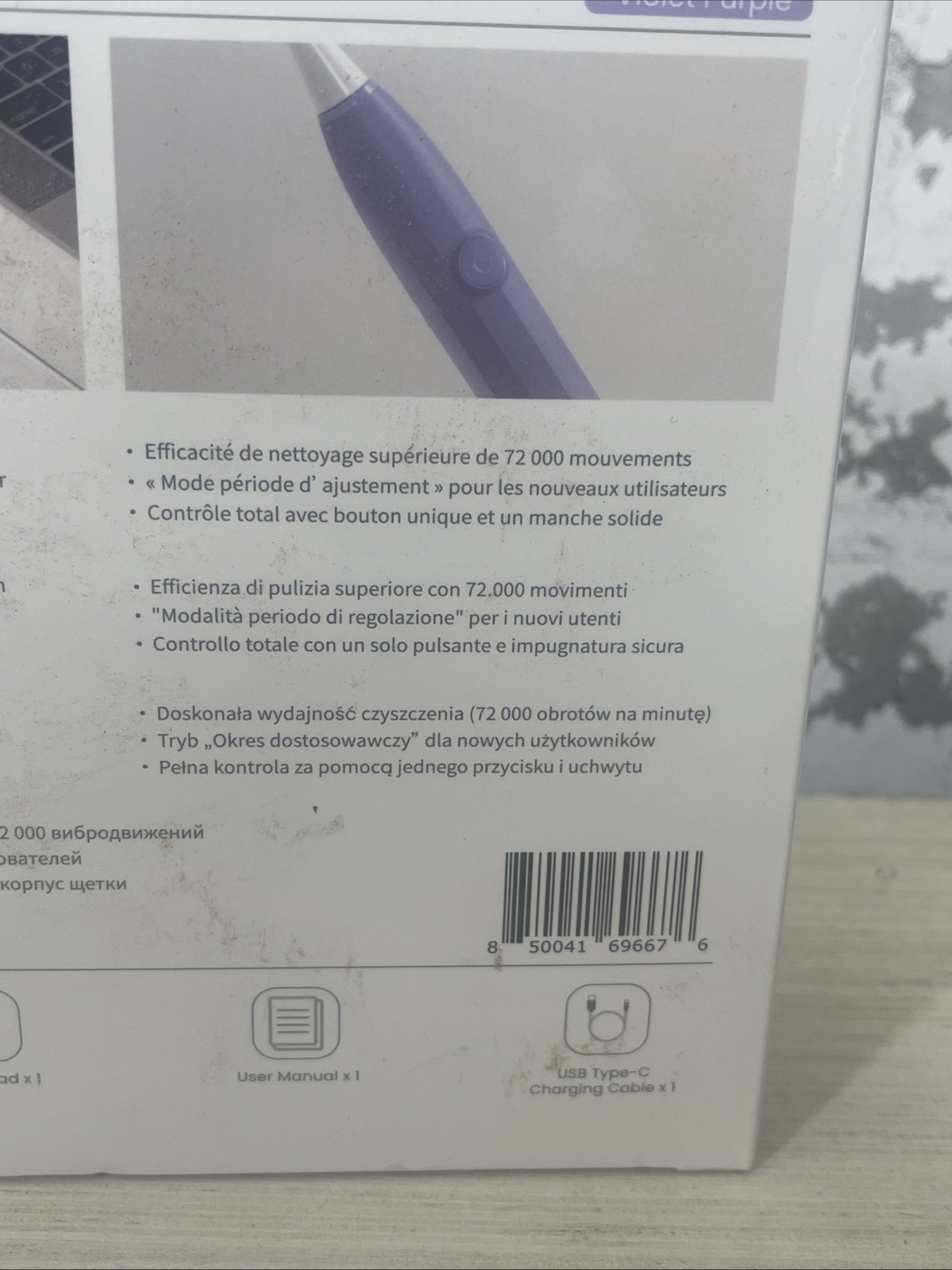 Oclean Endurance Sonic Purple Electric Toothbrush with 30 Days Battery Life, New