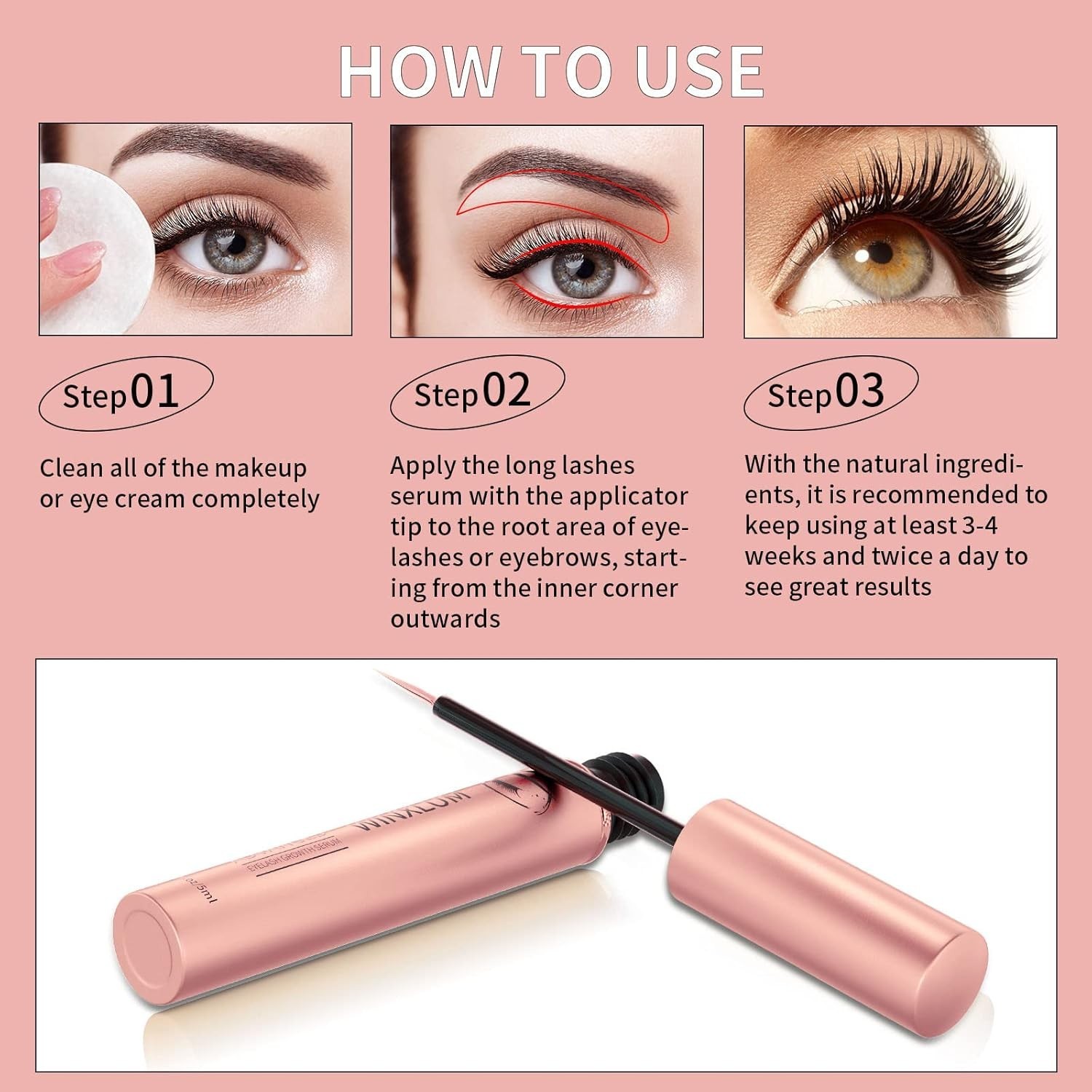 Eyelash & Eyebrow Serum 5ML – Boosts Fuller, Thicker, Longer Lashes Naturally