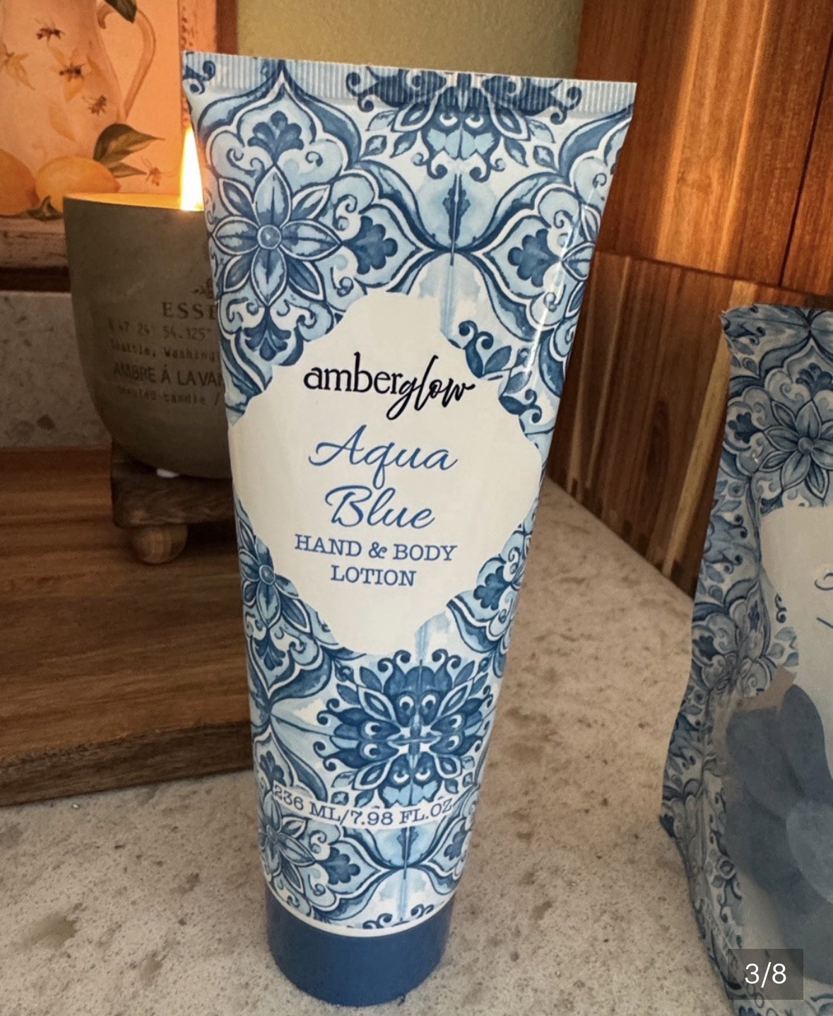 🔥 Viral Amber glow Aqua Blue Set Scrub Lotion Bath Bomb NWT Coastal Chic