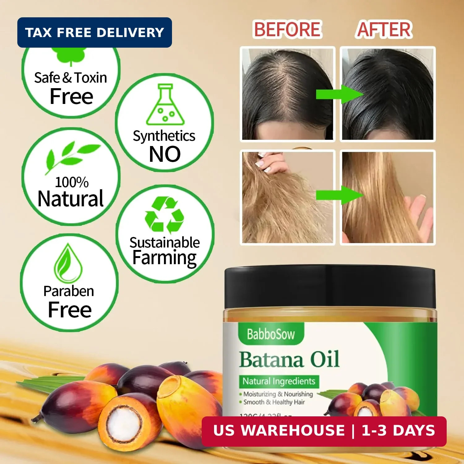 Batana Oil for Hair Growth,100% Natural Pure and Raw Unrefined Batana Oil,Unrefi