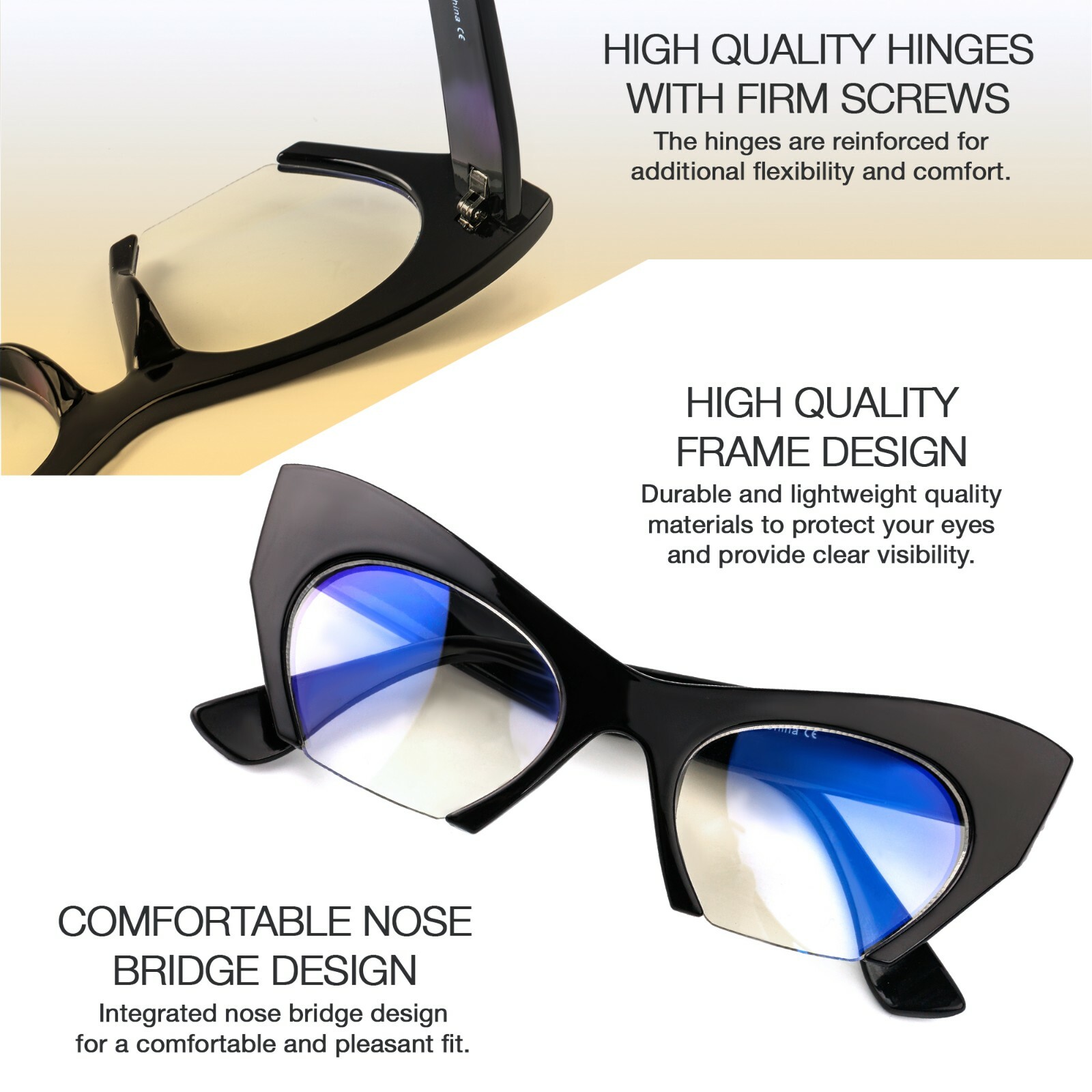Eyeglasses Cat Eye Demi «Razor» Glasses rasoir cut off lenses Shadz GAFAS @