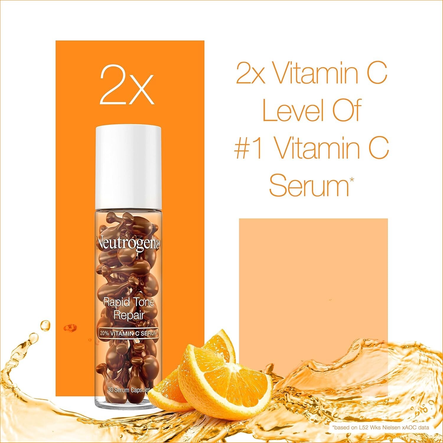 Neutrogena Rapid Tone Repair 20% Vitamin C Serum Capsules 30 Ct Brighten Skin