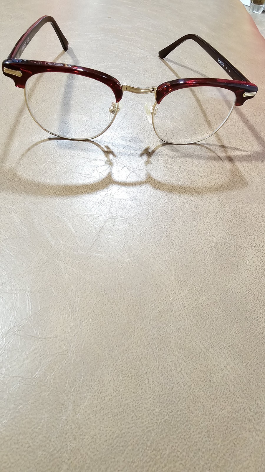 Shuron Ronsir Browline Burgundy Full Rim Metal/Plastic Eyeglass Frames 52-22
