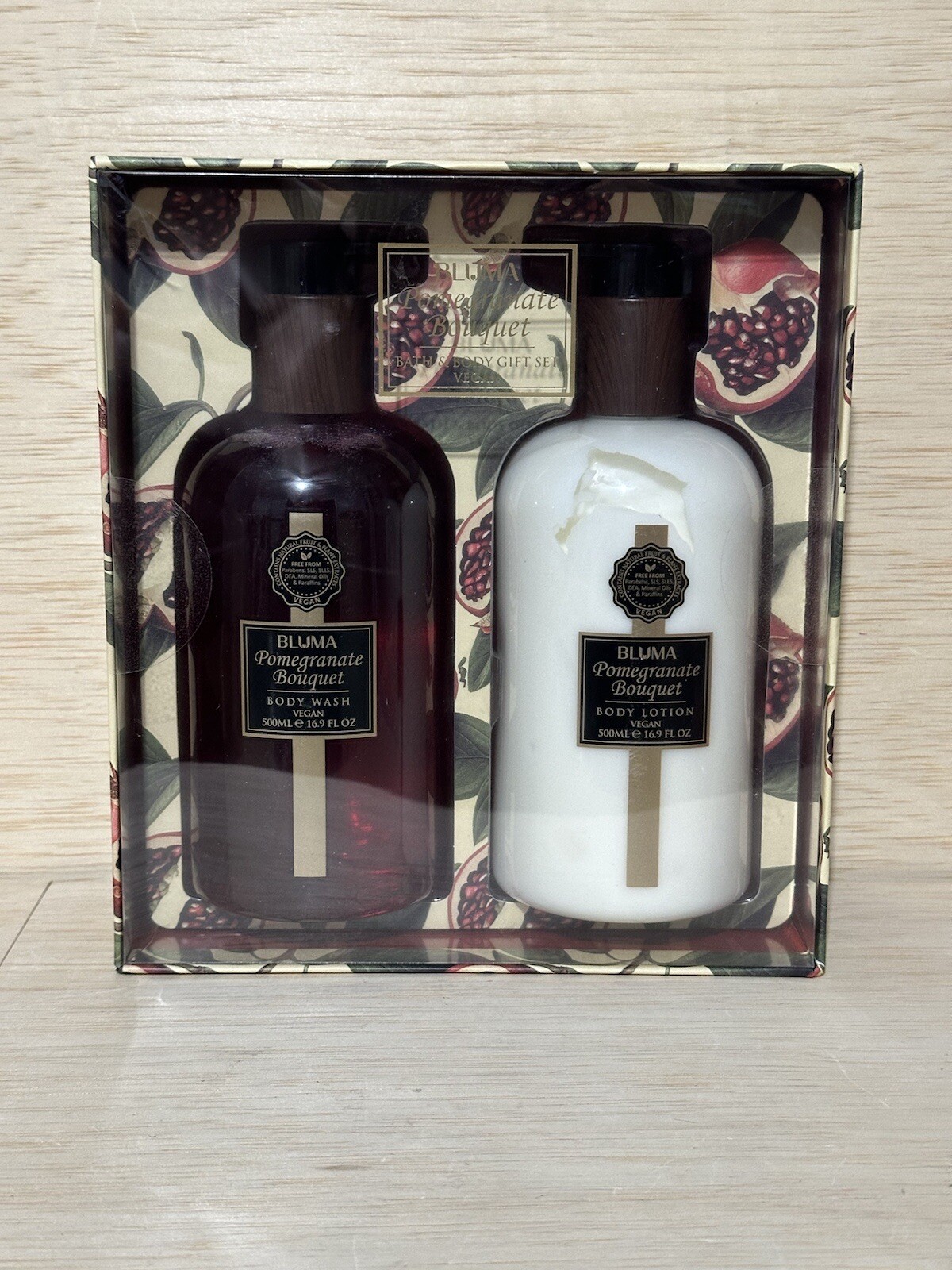 Bluma Pomegranate Bouquet Vegan Body Wash & Lotion Set-16.9 FL OZ Ea- 24- Months