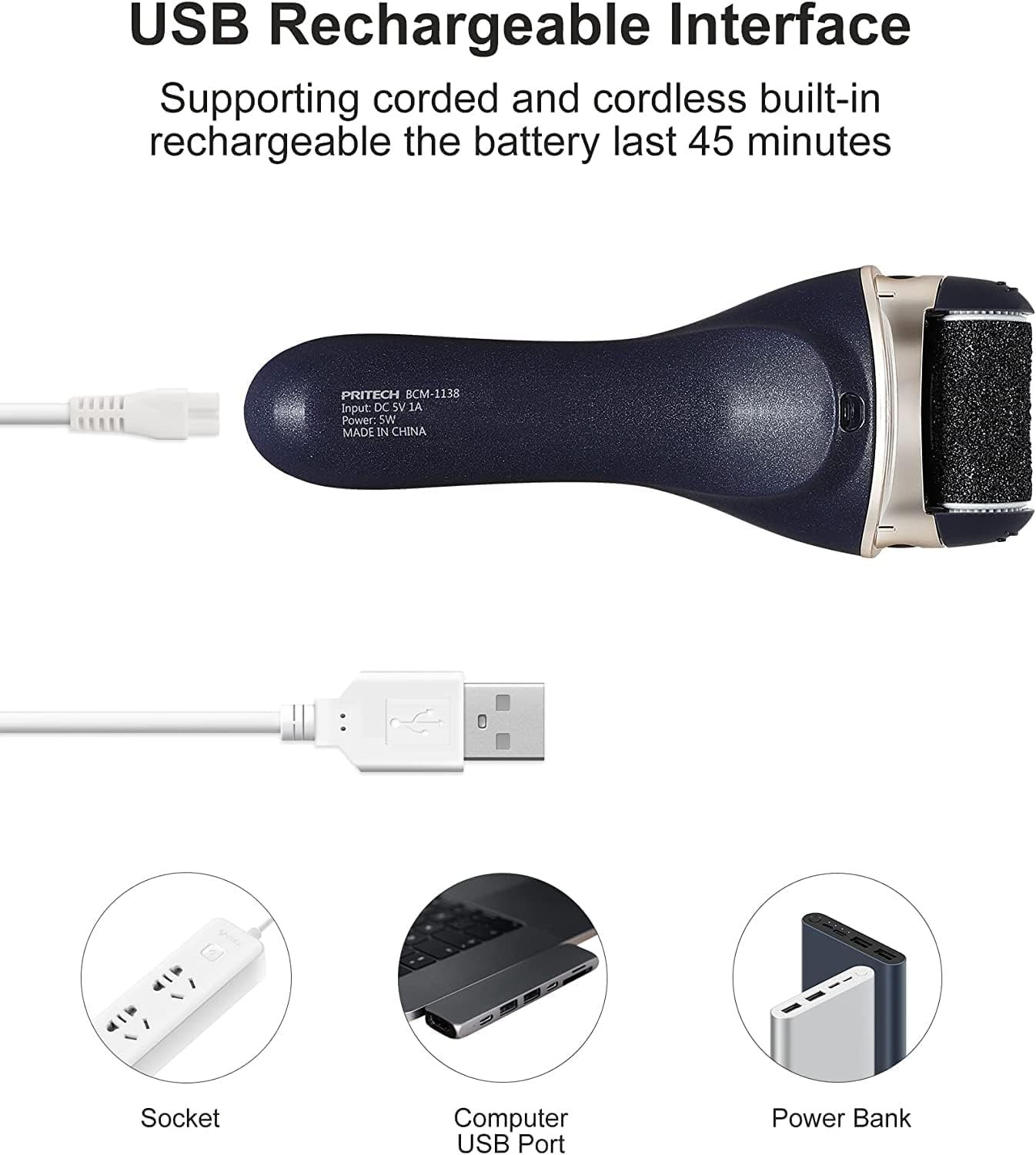 Rechargeable Electric Callus Remover – Portable Foot File Pedicure Tool, Dead Sk