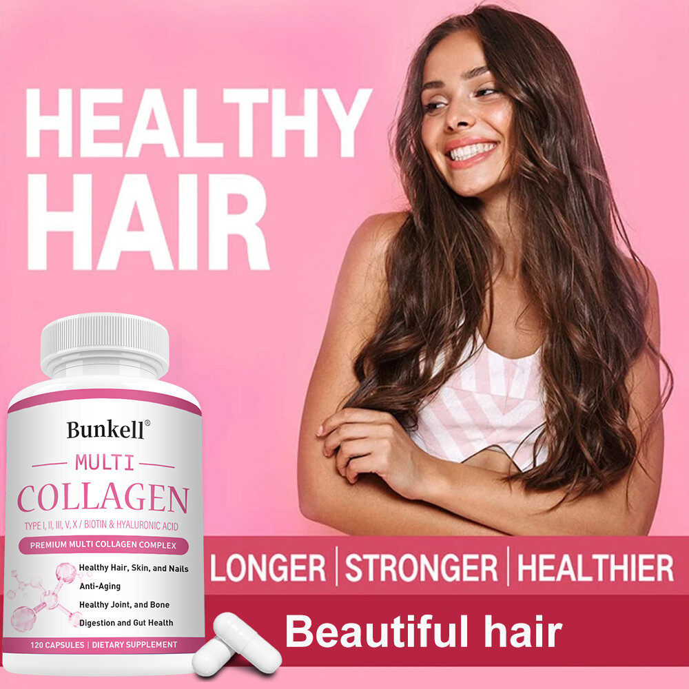 Collagen Peptides Type I, II, III, V, X 2000mg Anti-Aging Skin 120 Capsules