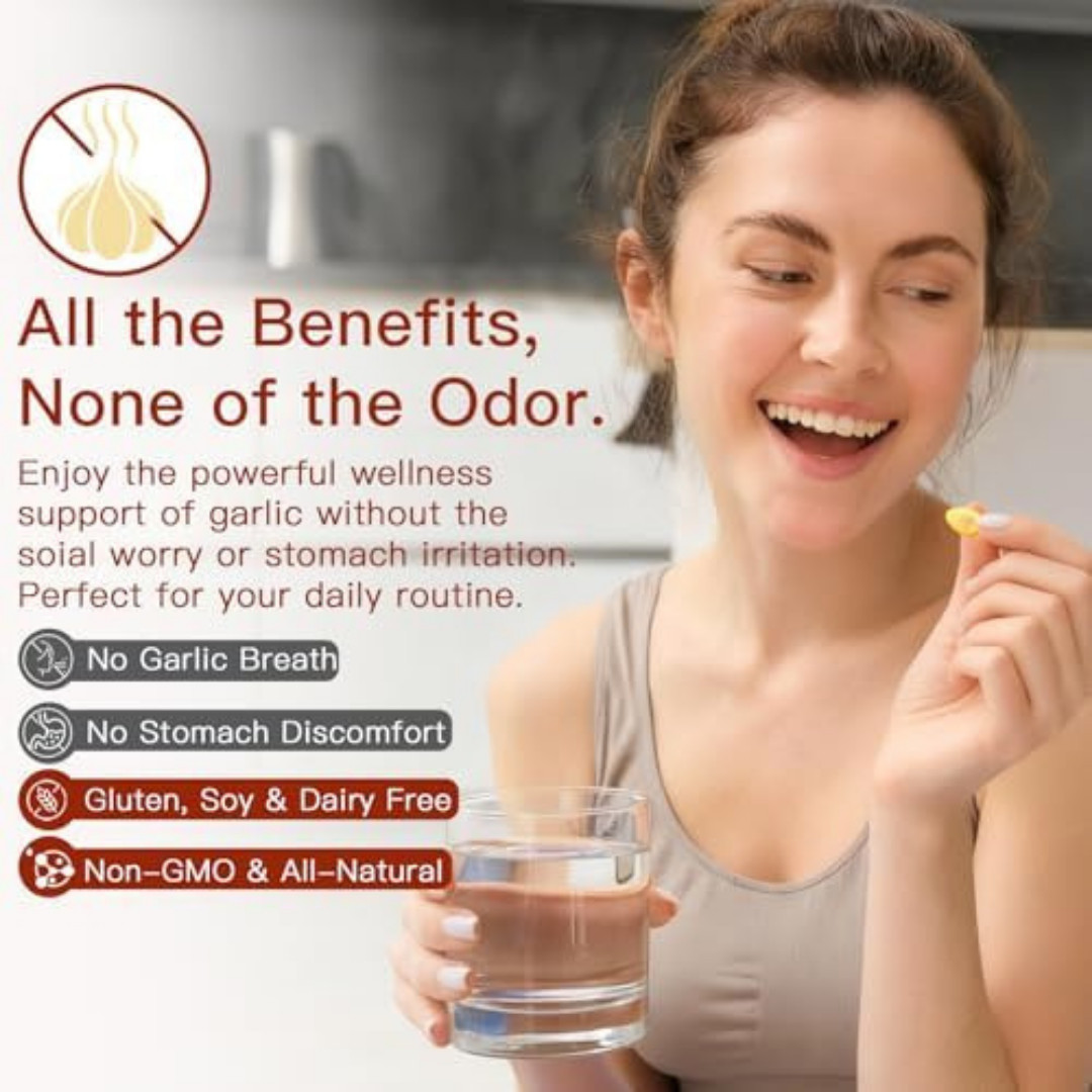 Odorless Garlic 7500mg Per Servings, 300 Softgels | 2 Years Aged Garlic Extra…