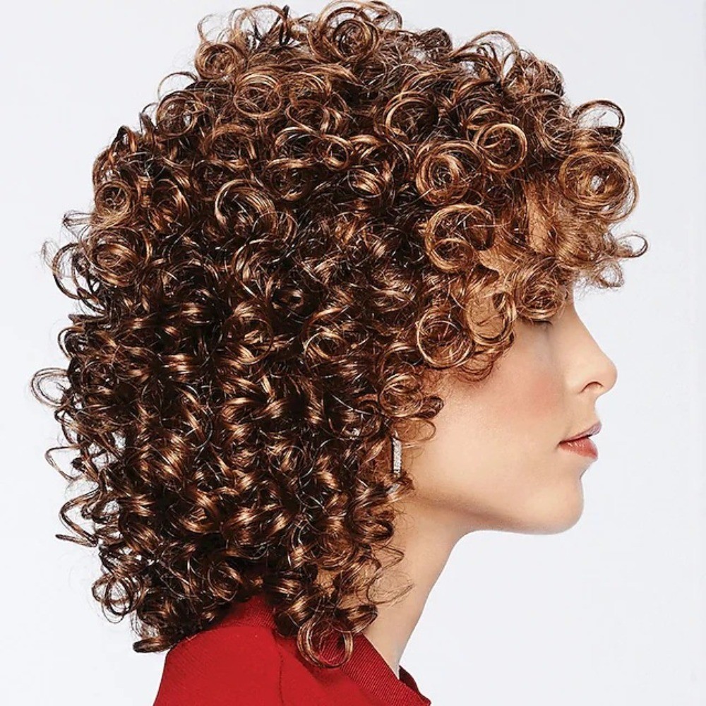 Women African Short Small Curly Wig Heat Resistant Synthetic Fiber Full Head