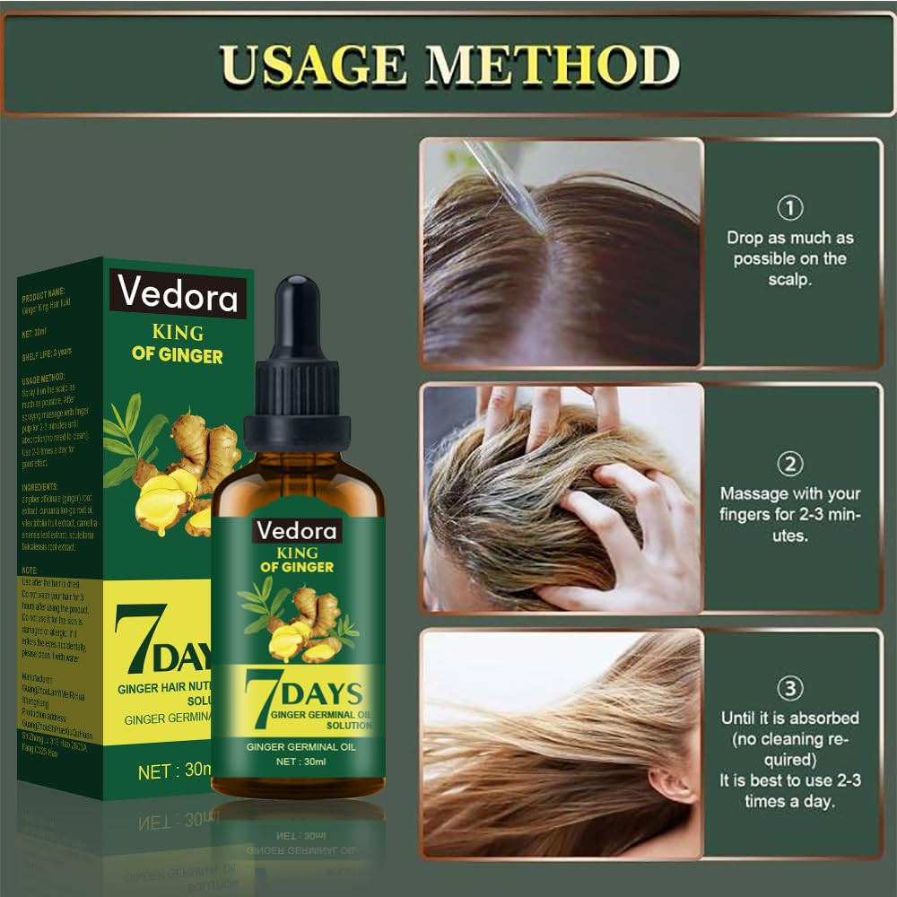 King of Ginger Oil for Hair Growth – Biotin Hair Growth Serum, 100% Pure Natural