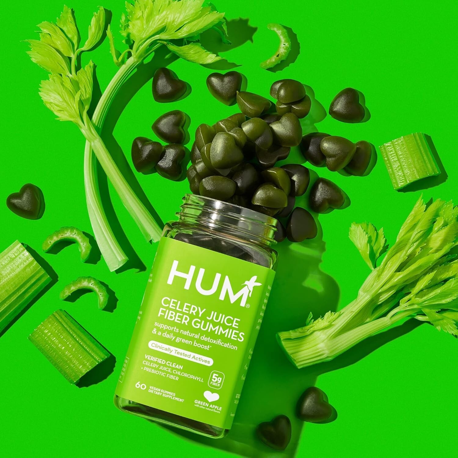 Pack of 3 HUM Celery Juice Fiber Gummies The First Prebiotic Celery Juice Gummy
