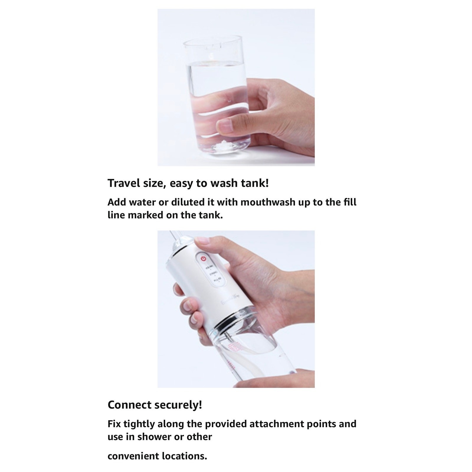 Portable Water Flosser Rechargeable Battery Cordless 4 Floss Picks Teeth Cleaner