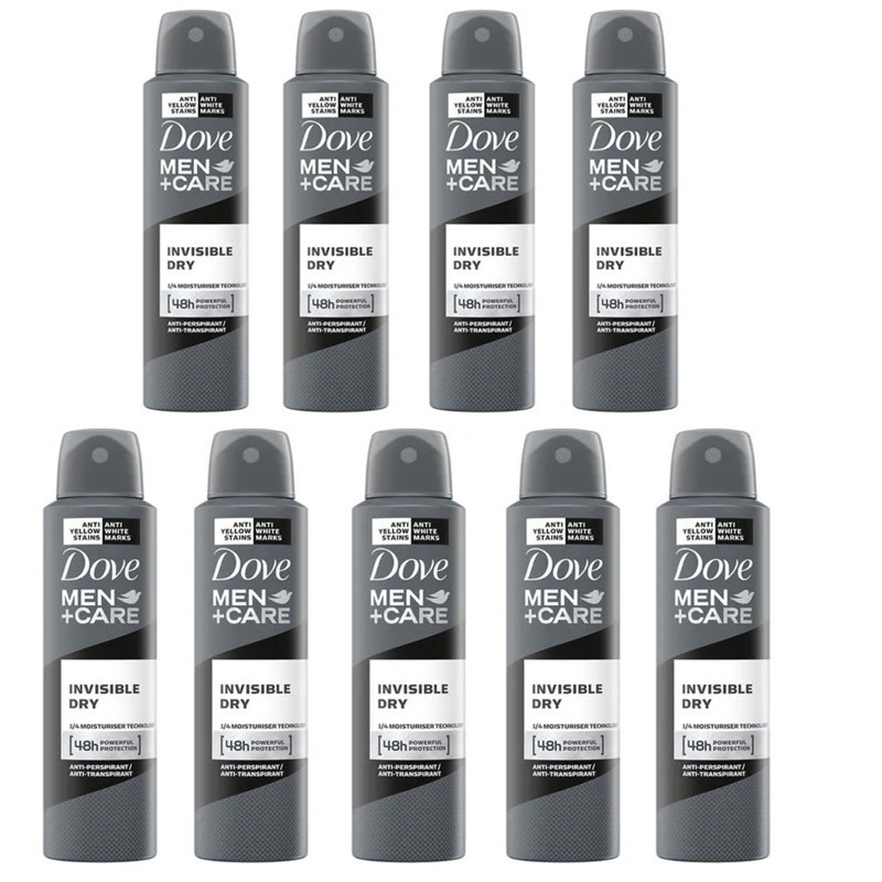 9 x Dove Men + Care Invisible Dry Antiperspirant Deodorant Spray 150ML/5.07 oz.