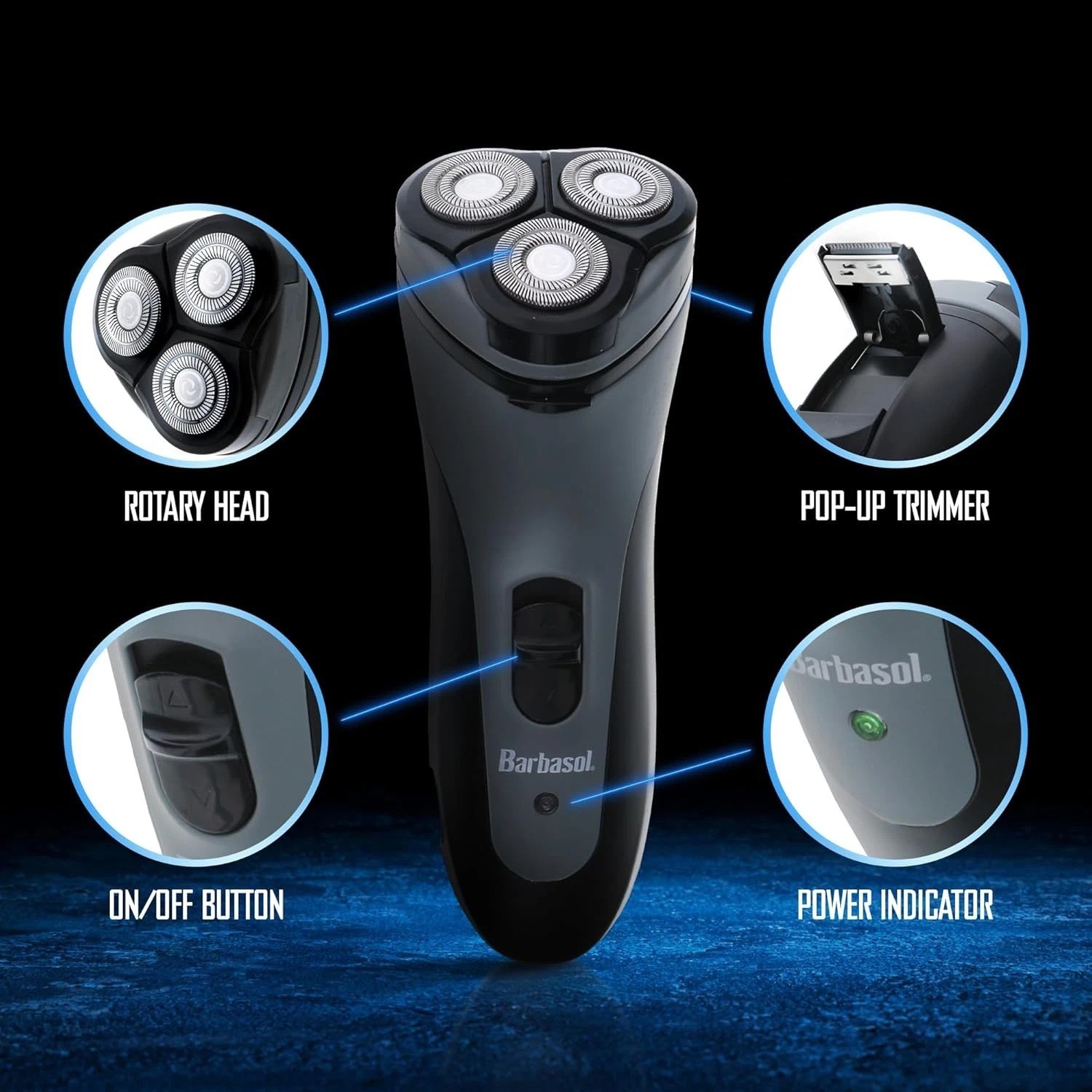 Rotary Shaver, Rechargeable Electric Rotary Shaver with Stainless Steel Blades,