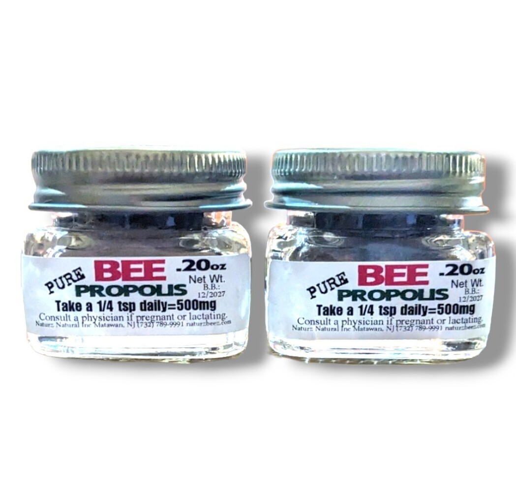 BEE PROPOLIS POWDER 0.20oz / 5.6g (2 Jars= 0.4oz) Travel Size PURE RAW PROPOLIS