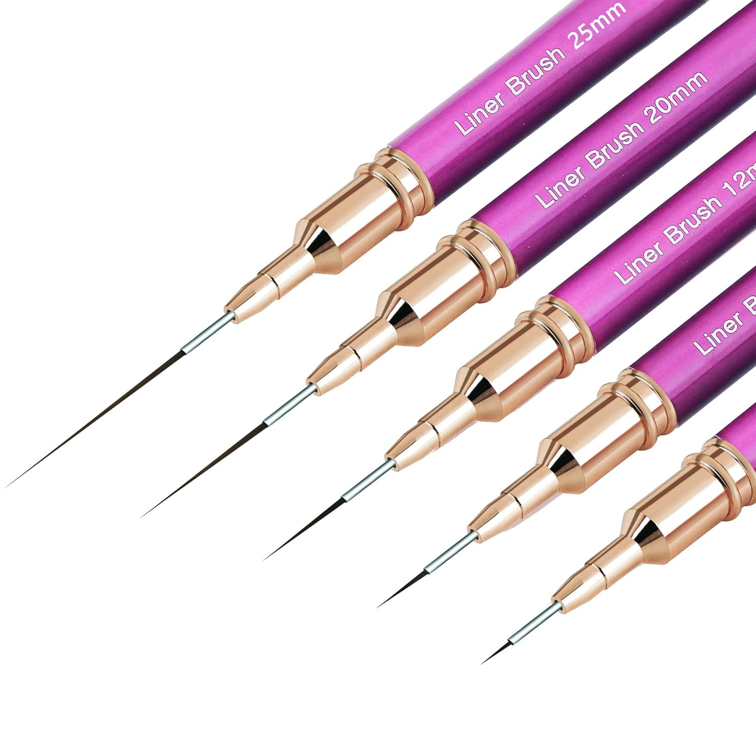 Metallic Nail Art Brushes, 5Pcs Nail Art Liner Brushes, Painting Art Design Brus