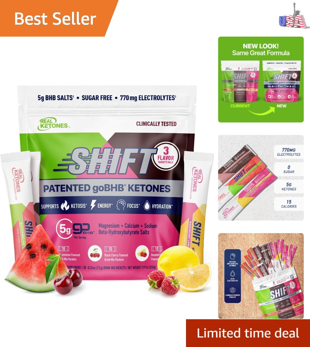 BHB Exogenous Ketones Drink Mix Packets Keto Electrolytes Powder Packets No S…
