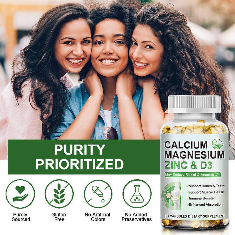 Calcium Magnesium Zinc Vitamin D3 Capsules Support Bone Health ,Immune ,Energy