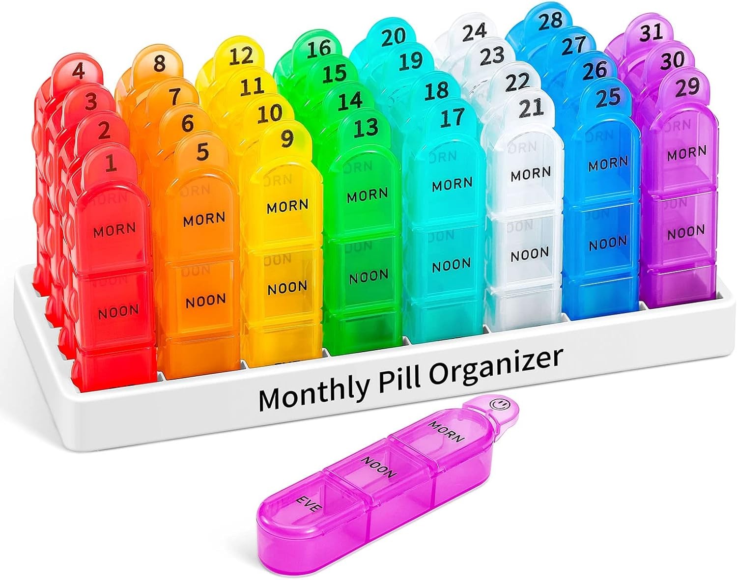 Monthly Pill Organizer 3 Times A Day, One Month Pill Box Am Pm, 30 Day