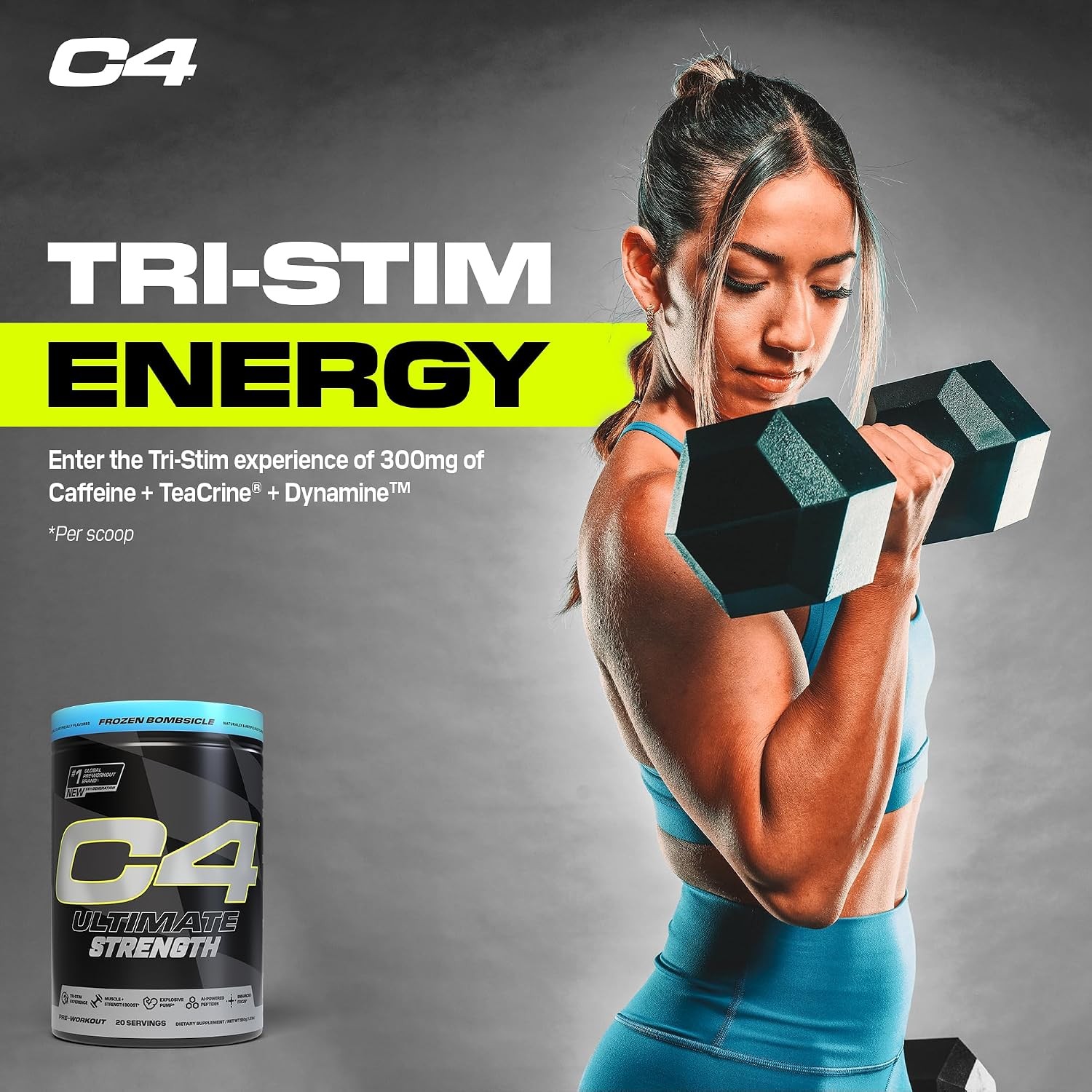 Cellucor C4 Ultimate Strength Pre Workout Powder – Tri-Stim Experience 300mg Caf