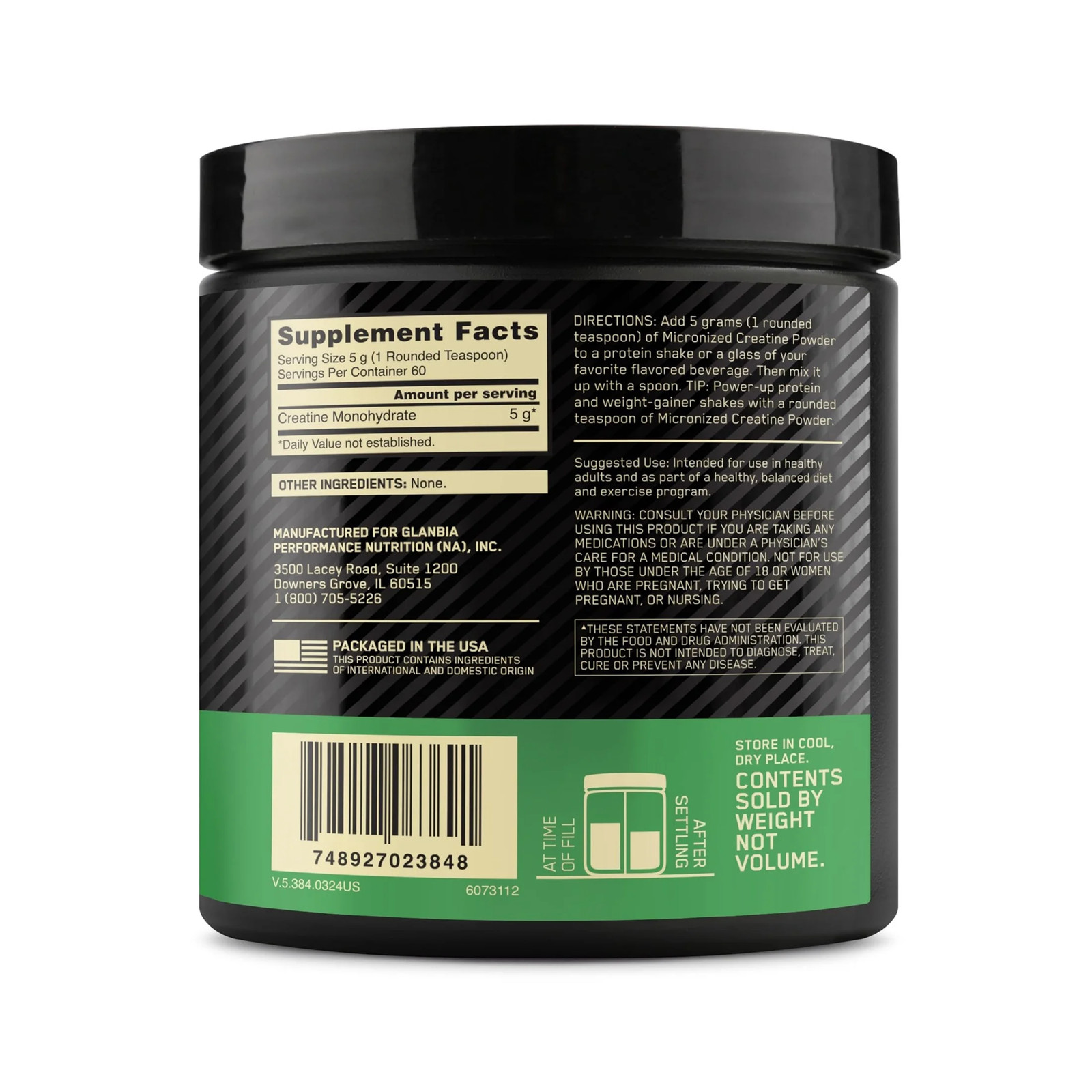 Optimum Nutrition Micronized Creatine Powder Unflavored 60 Servings