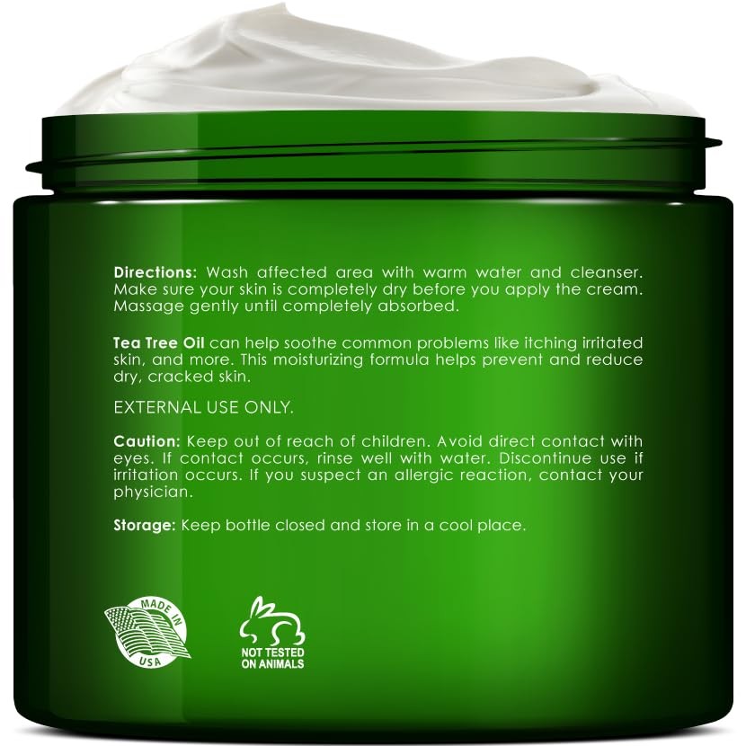 New York Biology Tea Tree Oil Foot Cream for Dry Feet Athletes Foot Nail Fu