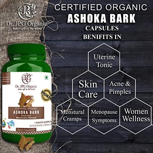 4x Dr. JPG Organic ISO & GMP Certified Ashoka Bark Vegetarian Capsule