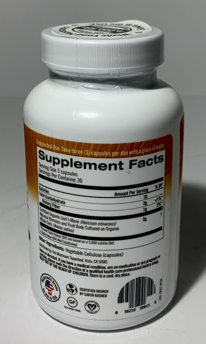 Om Mushroom Superfood Lion’s Mane Mushroom Capsules Supplement NEW SEALED