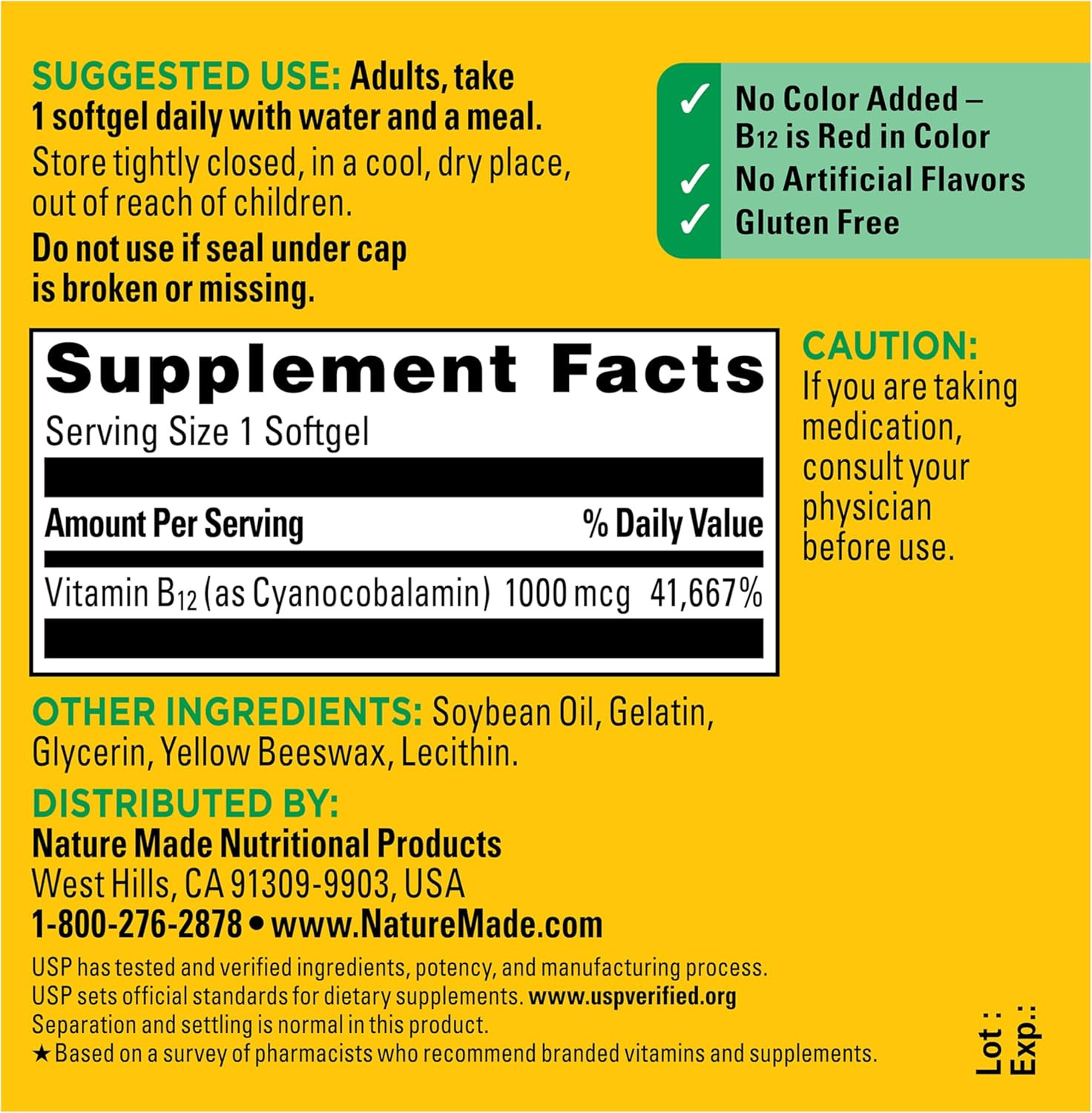 Vitamin B12 1000mcg 150 Softgels 150 Day Supply Energy Metabolism Support