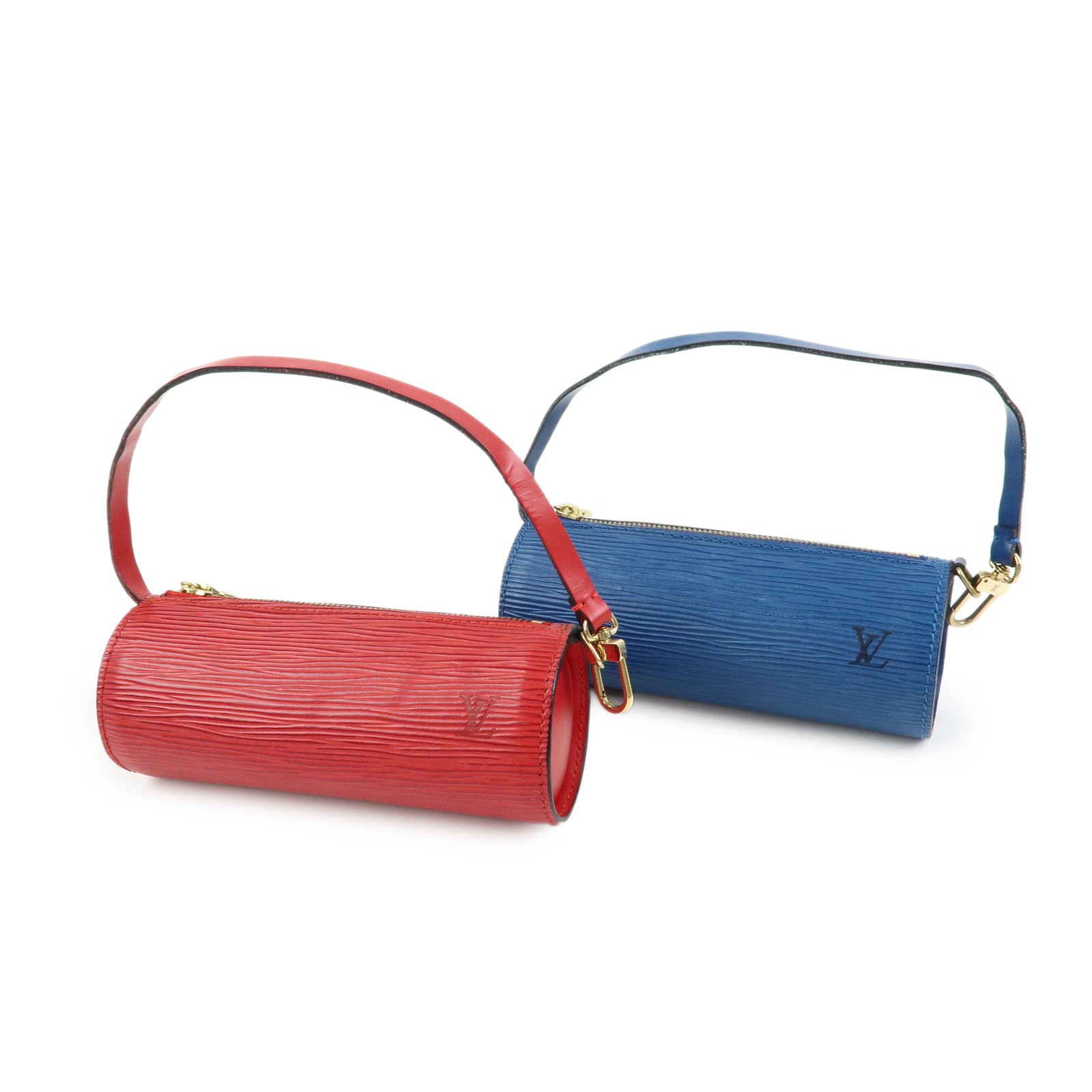 Louis Vuitton Epi Set of 2 Leather Soufflot Pouch Red Blue Authentic Used F/S