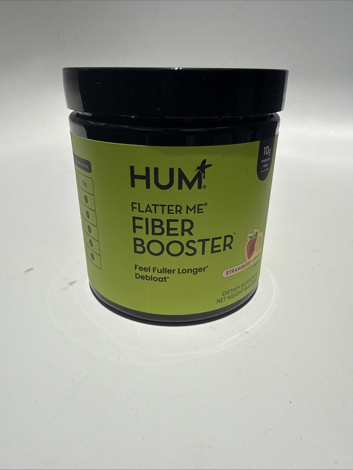 HUM Fiber Booster Flatter Me Debloat Feel Fuller Longer Strawberry Lemon 4oz