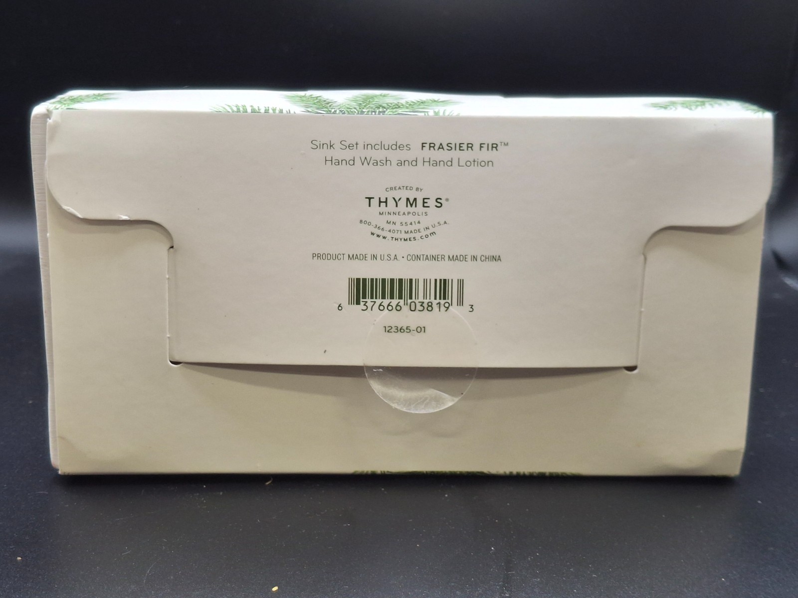Thymes Frasier Fir Sink Set in Ceramic Caddy ~ Hand Wash & Lotion 8.25 oz ~ New