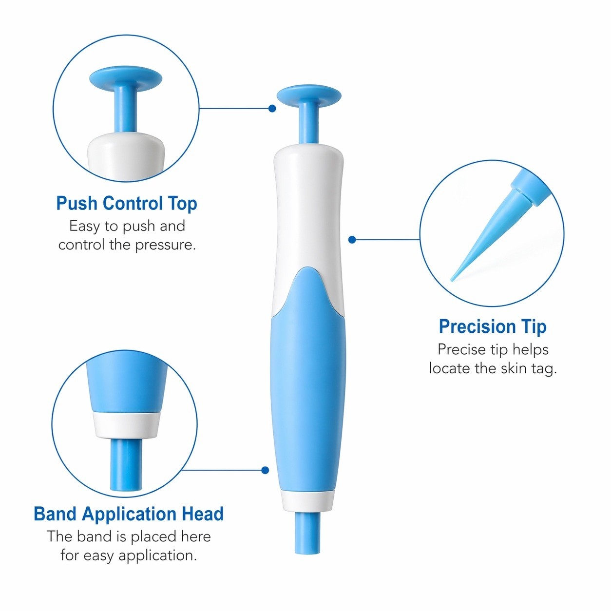 Skin Tag Removal Kit with Bands & Applicator for Small Areas, Blue/Orange