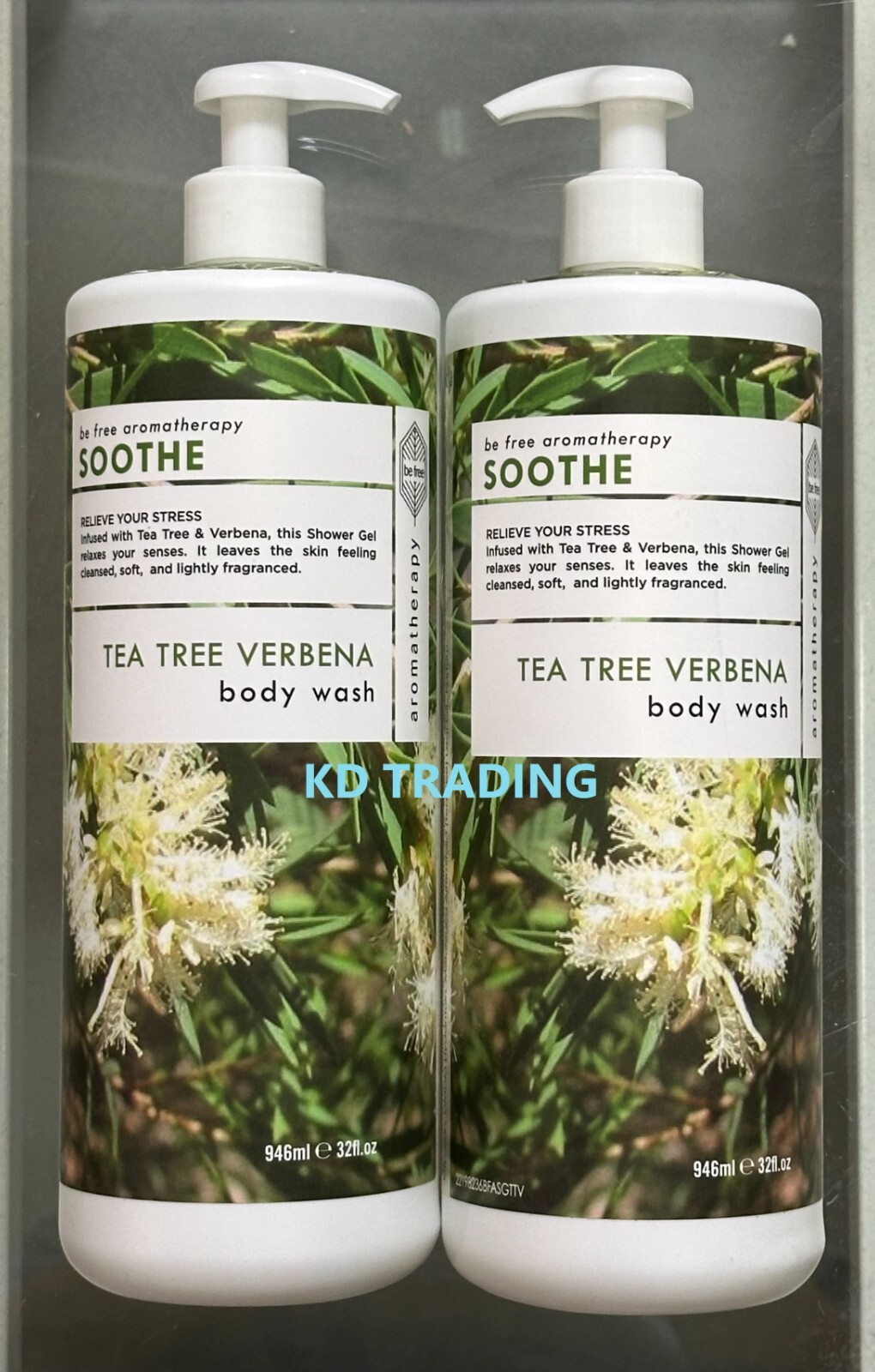 (2-Pack) BE FREE aromatherapy SOOTHE ~ TEA TREE VERBENA Stress Relieve BODY WASH