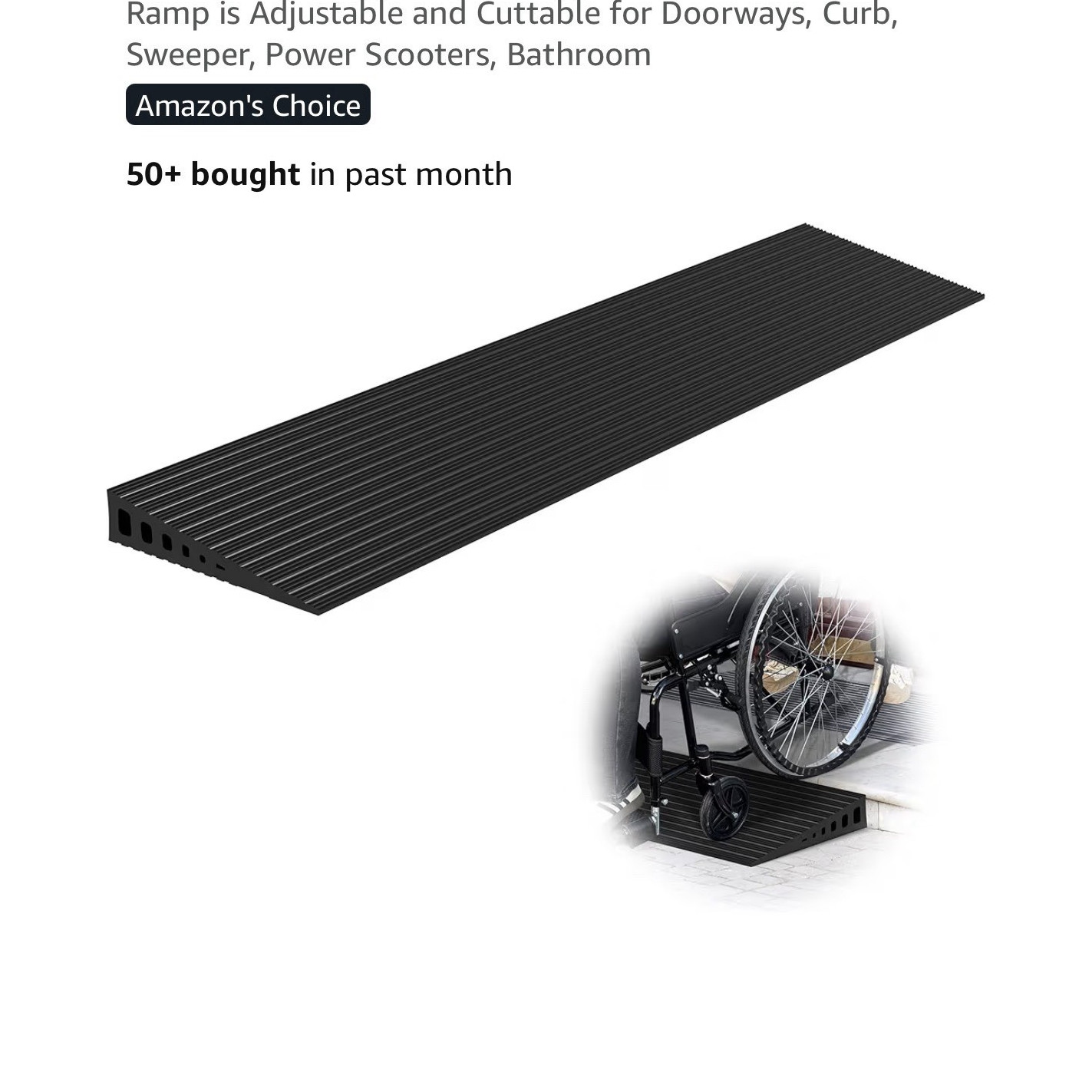 Nuvium 1.6 in Rise Rubber Threshold Ramp Anti-Slip Waterproof 2000 lb
