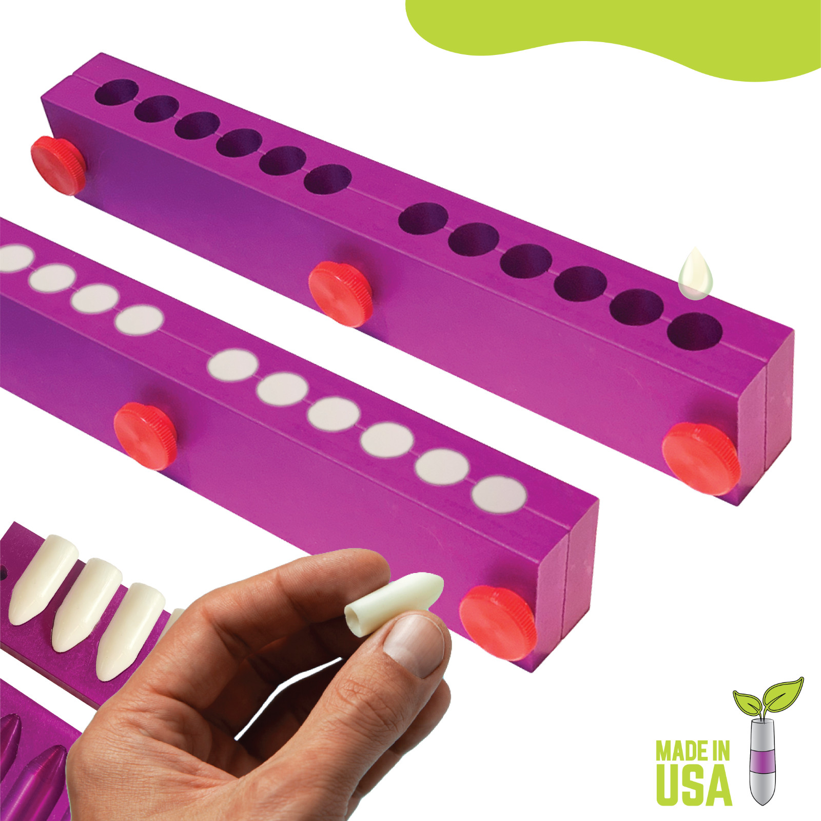 Suppository Mold – 12 Suppositories per unit – Anodized Aluminum