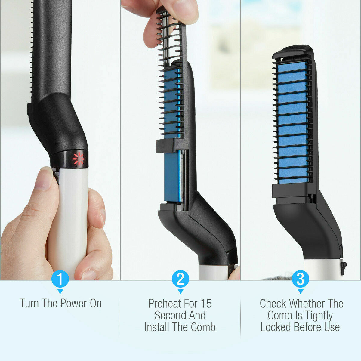 Quick Beard Straightener Multifunctional Hair Comb Curling Curler Show Cap Mens